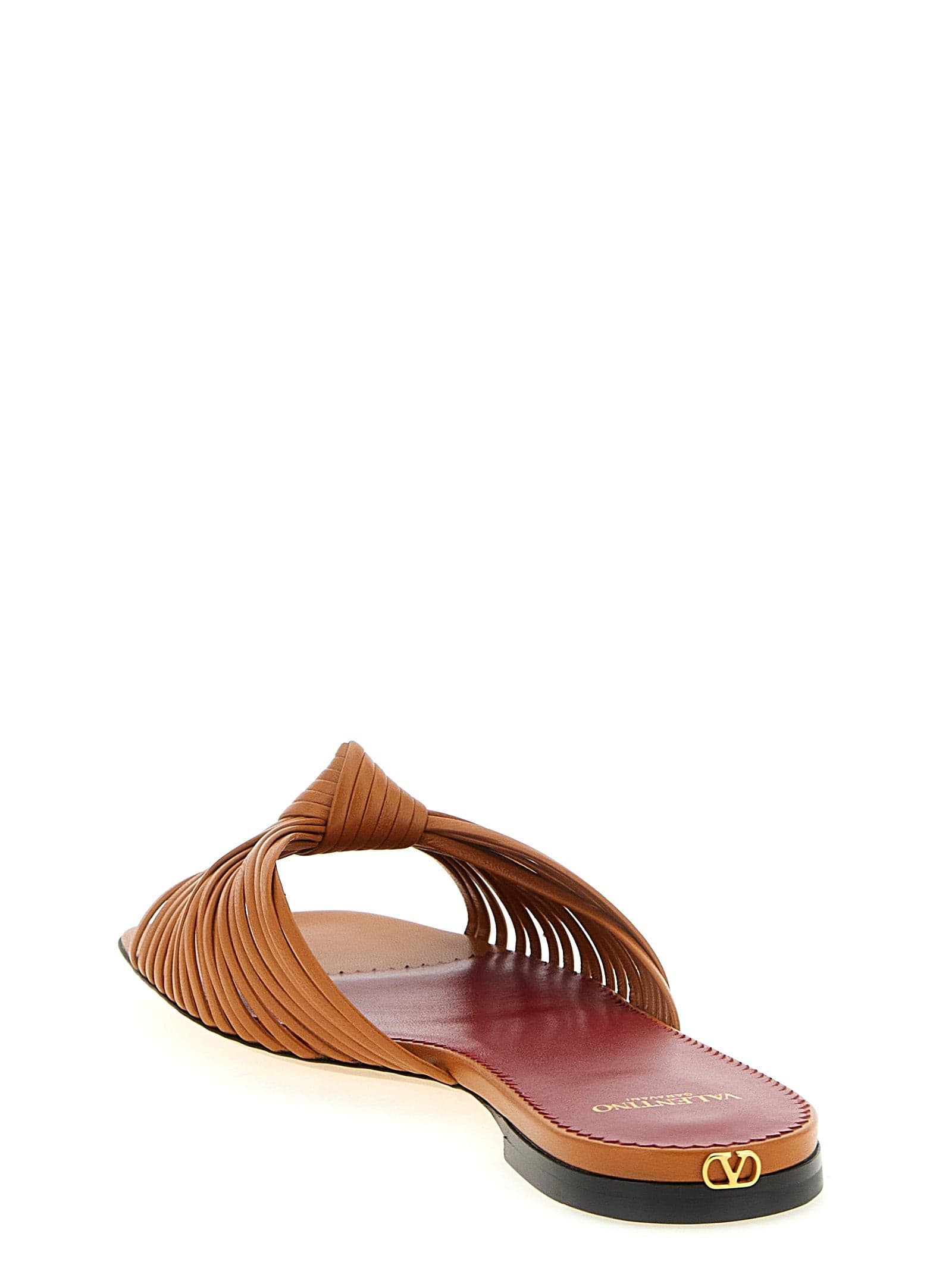 Valentino Garavani Brown Goatskin Slides - 3