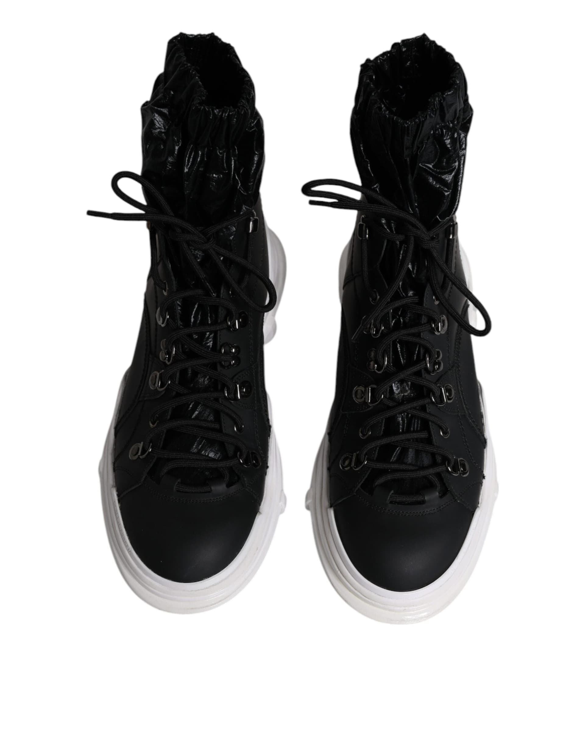 Dolce & Gabbana Black Nylon Galileo High Top Sneakers Shoes - 2