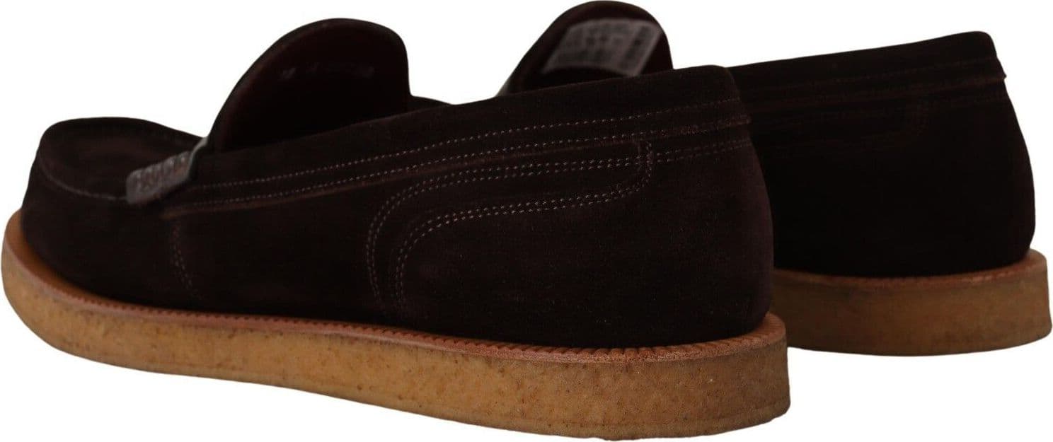 Dolce & Gabbana Brown Suede Leather Slip On Flats Moccasin Shoes - 4