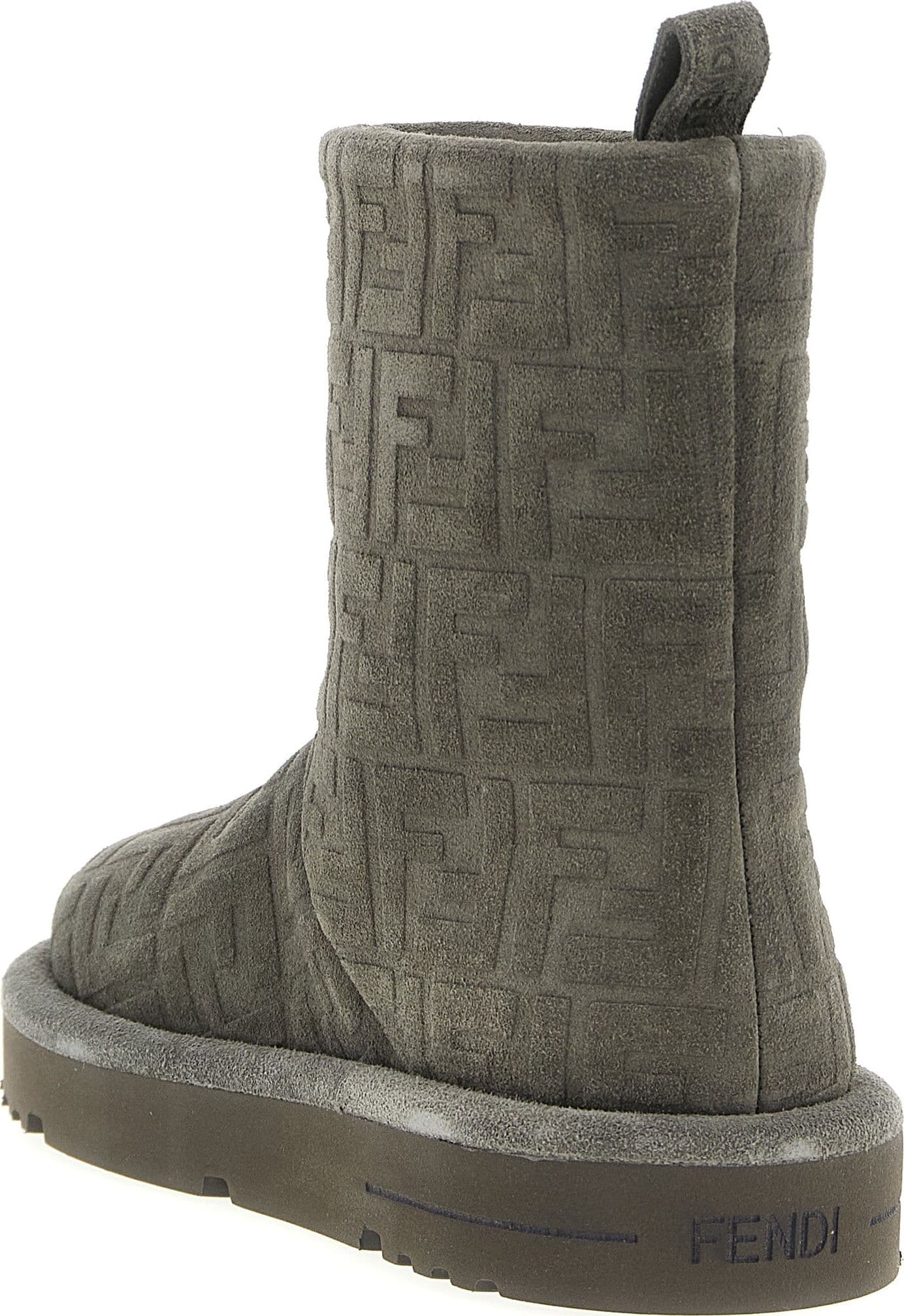 Fendi Gray Calfskin Ankle Boots - 3