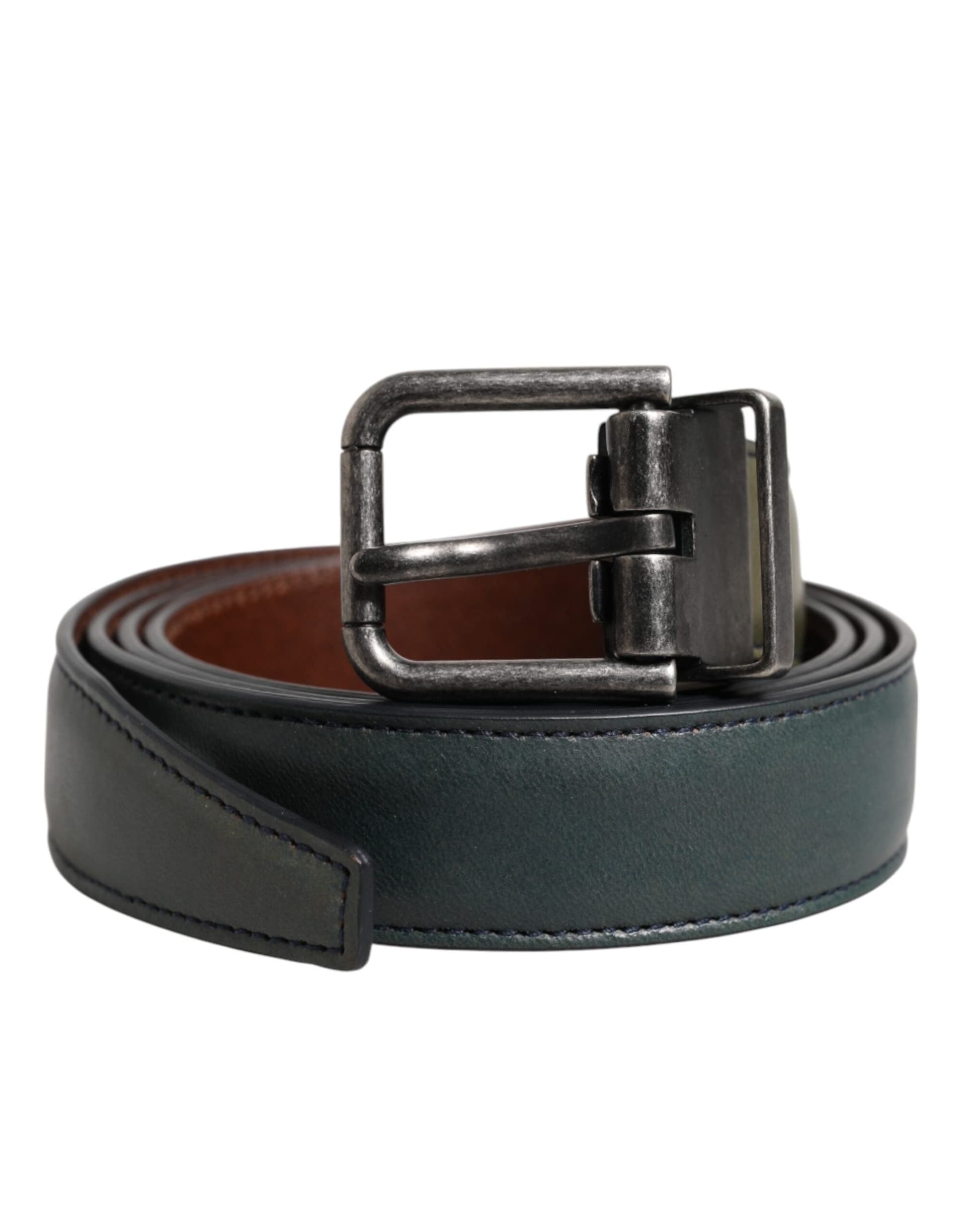 Dolce & Gabbana Green Classic Leather Metal Buckle Belt - 2