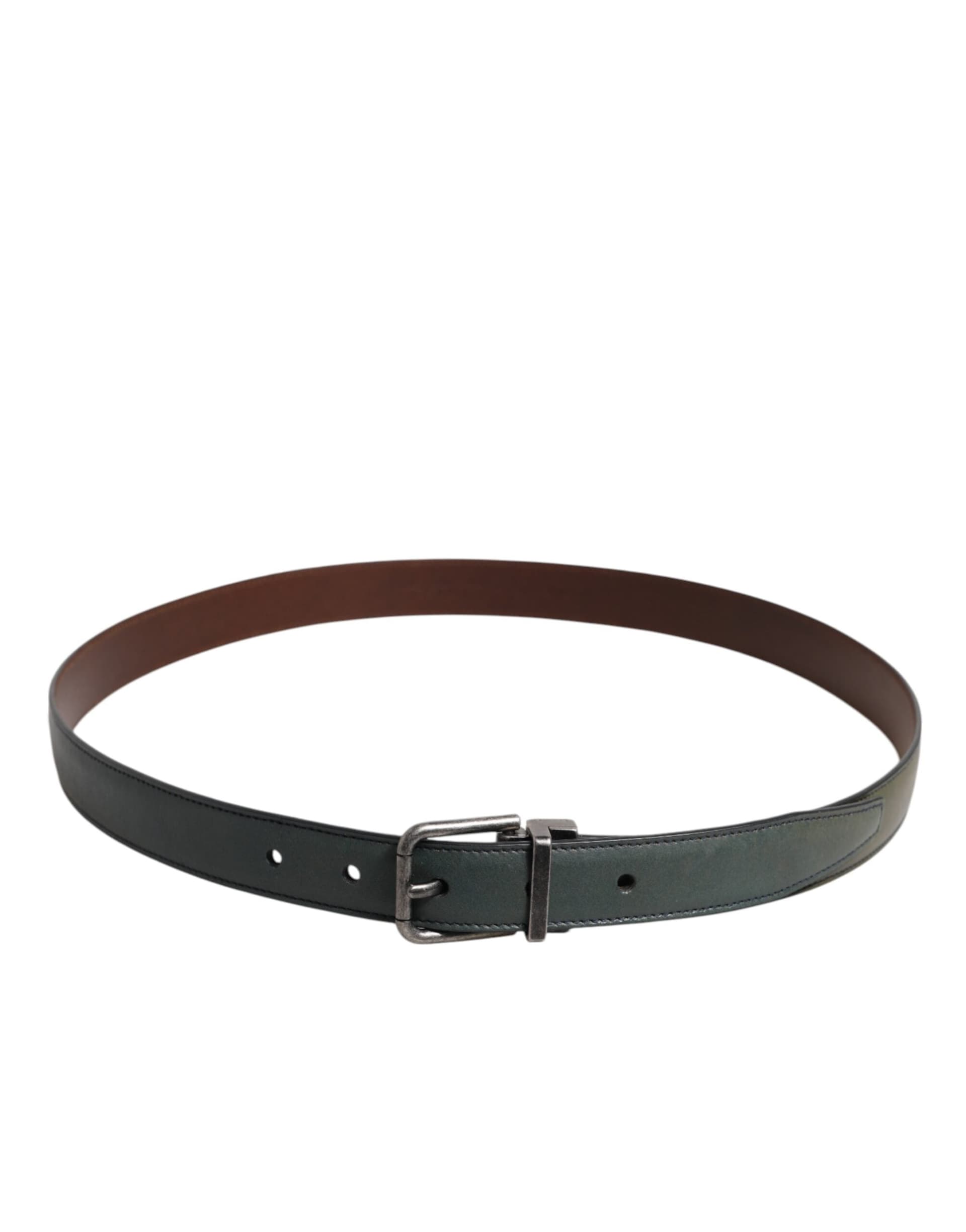 Dolce & Gabbana Green Classic Leather Metal Buckle Belt - 3