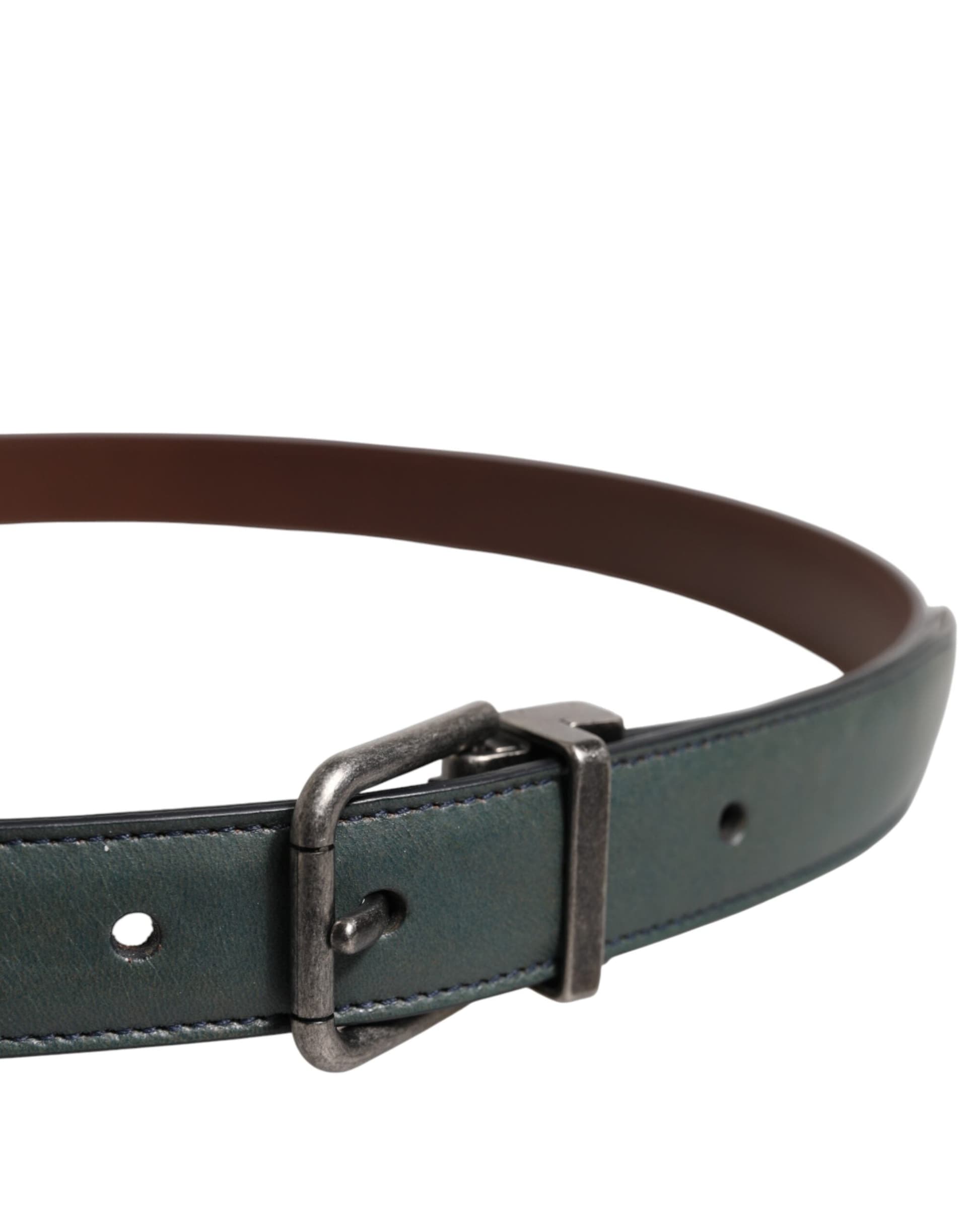 Dolce & Gabbana Green Classic Leather Metal Buckle Belt - 4
