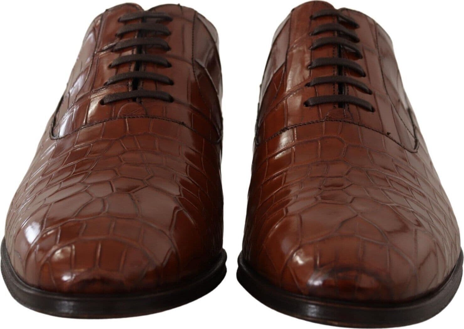 Dolce & Gabbana Brown Crocodile Leather Mens Formal Derby Shoes - 2