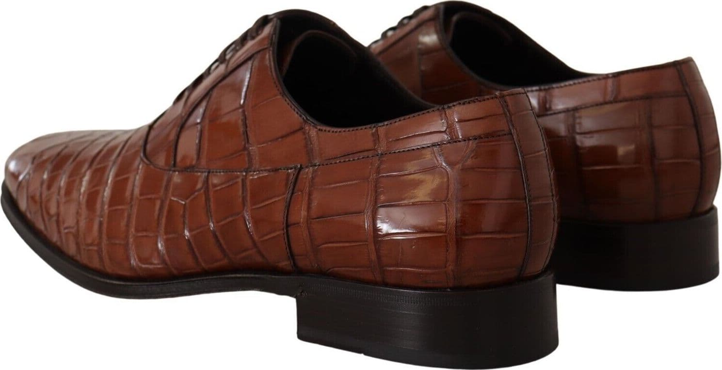 Dolce & Gabbana Brown Crocodile Leather Mens Formal Derby Shoes - 4