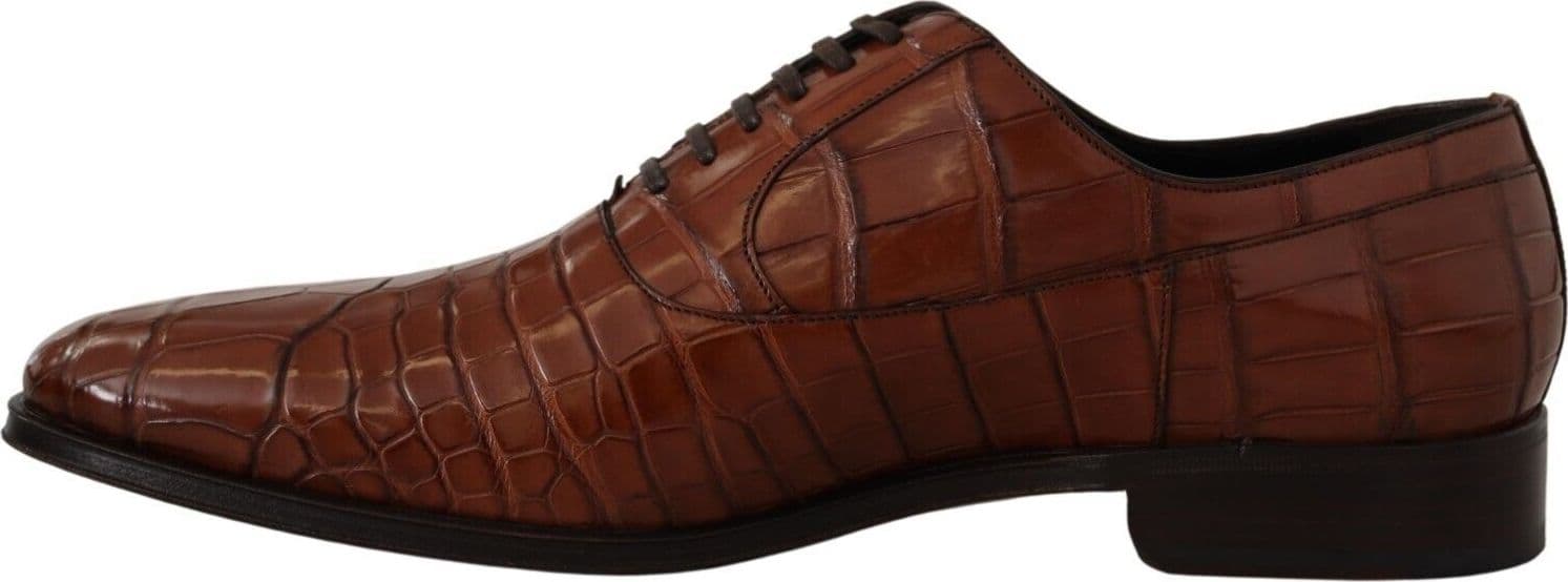 Dolce & Gabbana Brown Crocodile Leather Mens Formal Derby Shoes - 5