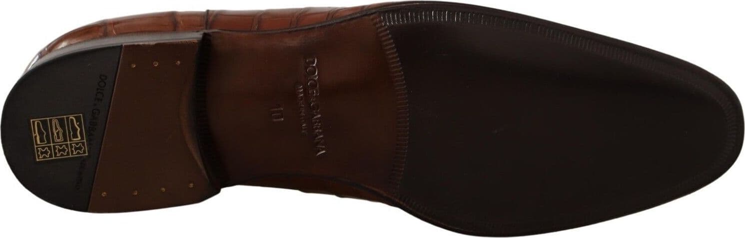 Dolce & Gabbana Brown Crocodile Leather Mens Formal Derby Shoes - 6