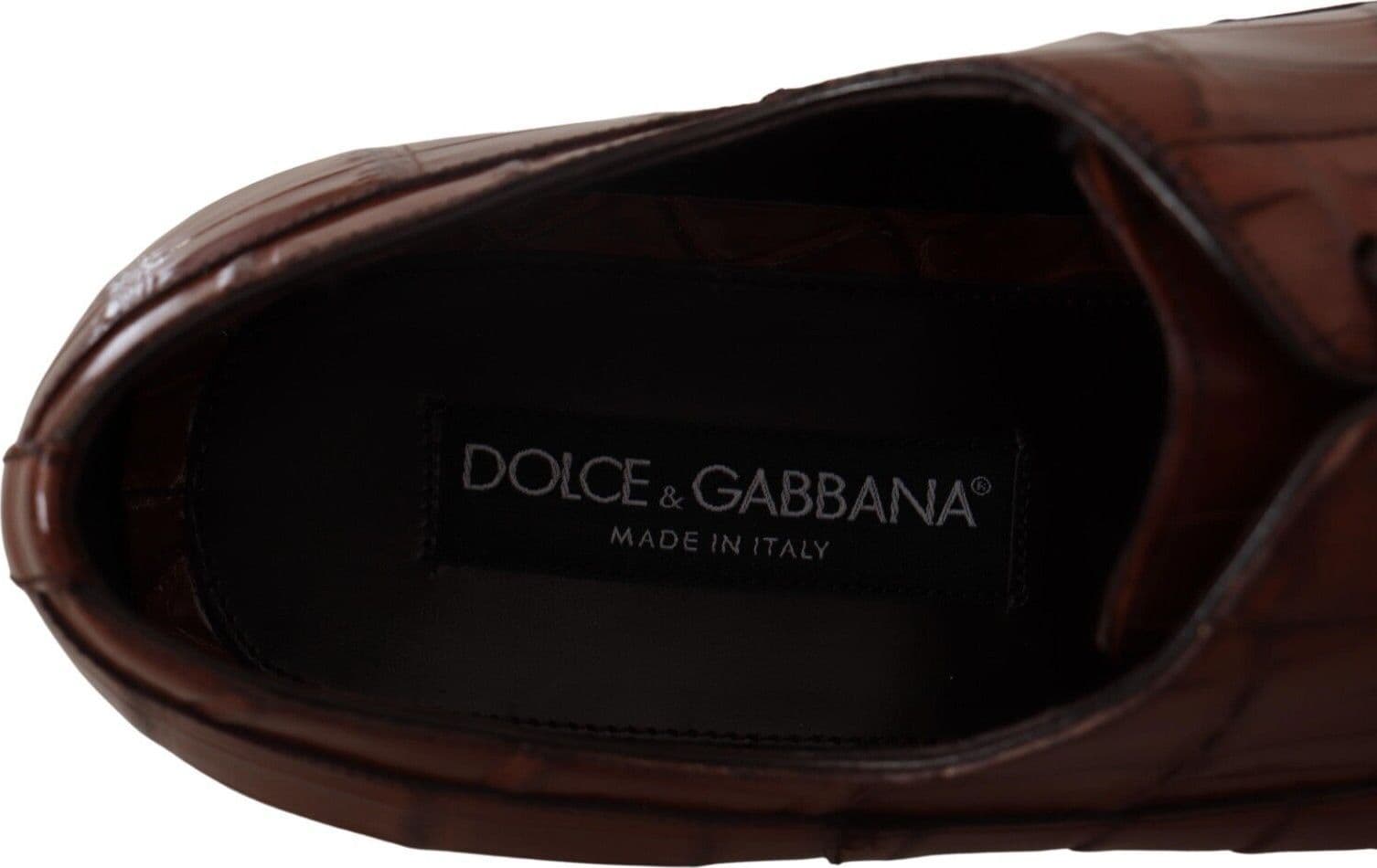 Dolce & Gabbana Brown Crocodile Leather Mens Formal Derby Shoes - 7