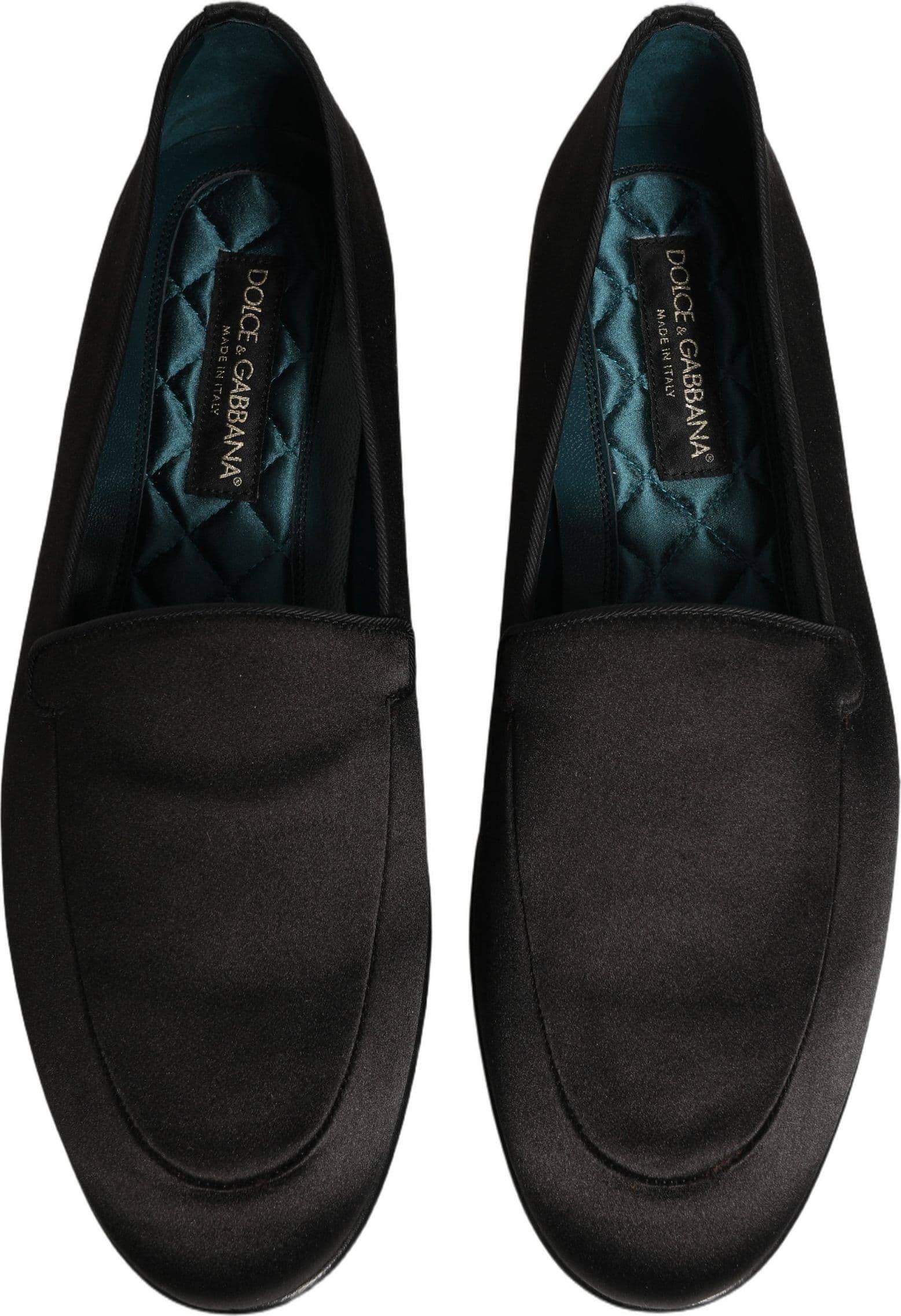 Dolce & Gabbana Black Satin Logo Slip On Flats Loafers Shoes - 3