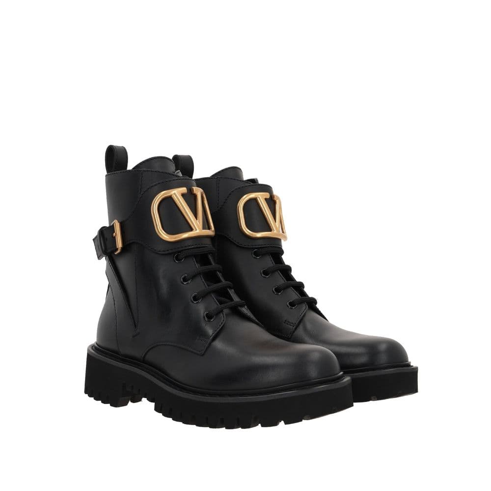 Valentino Garavani Black Calfskin Lace-Up Boots - 2
