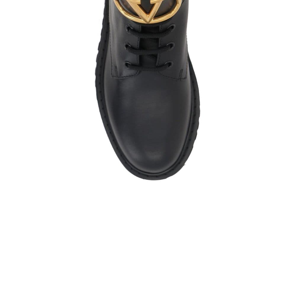 Valentino Garavani Black Calfskin Lace-Up Boots - 4