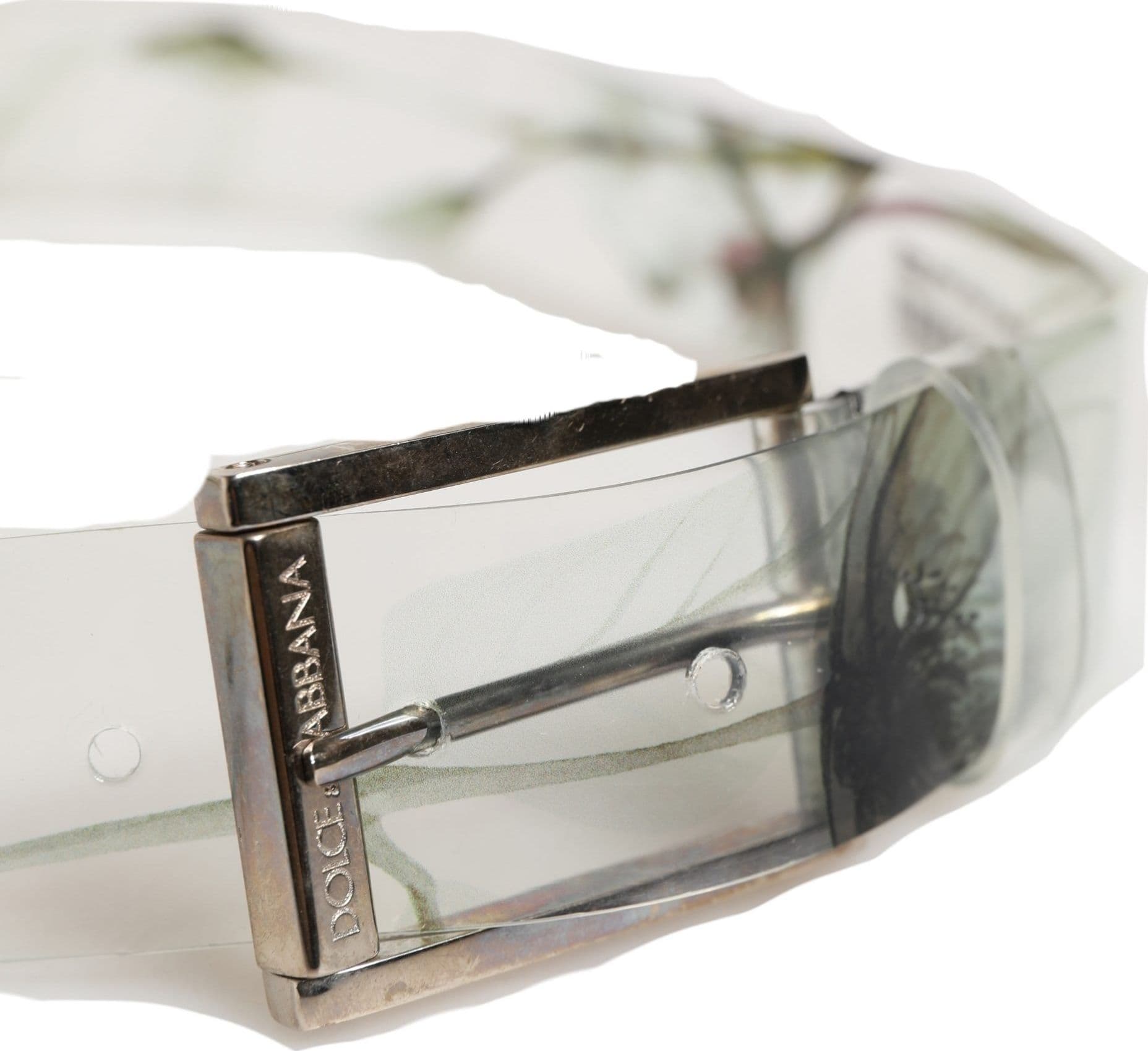 Dolce & Gabbana Men White Floral PVC Silver Metal Buckle Belt - 4