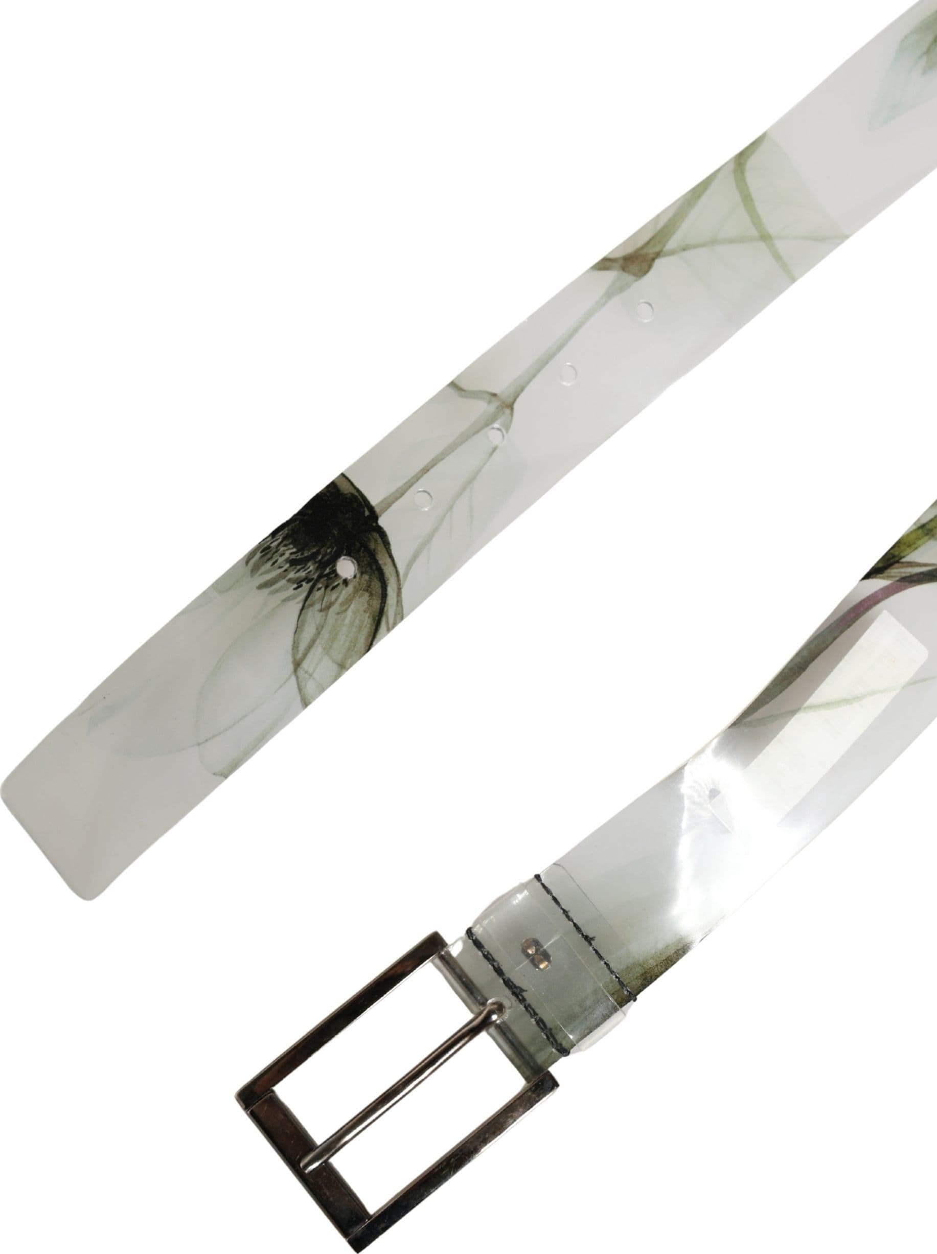Dolce & Gabbana Men White Floral PVC Silver Metal Buckle Belt - 7
