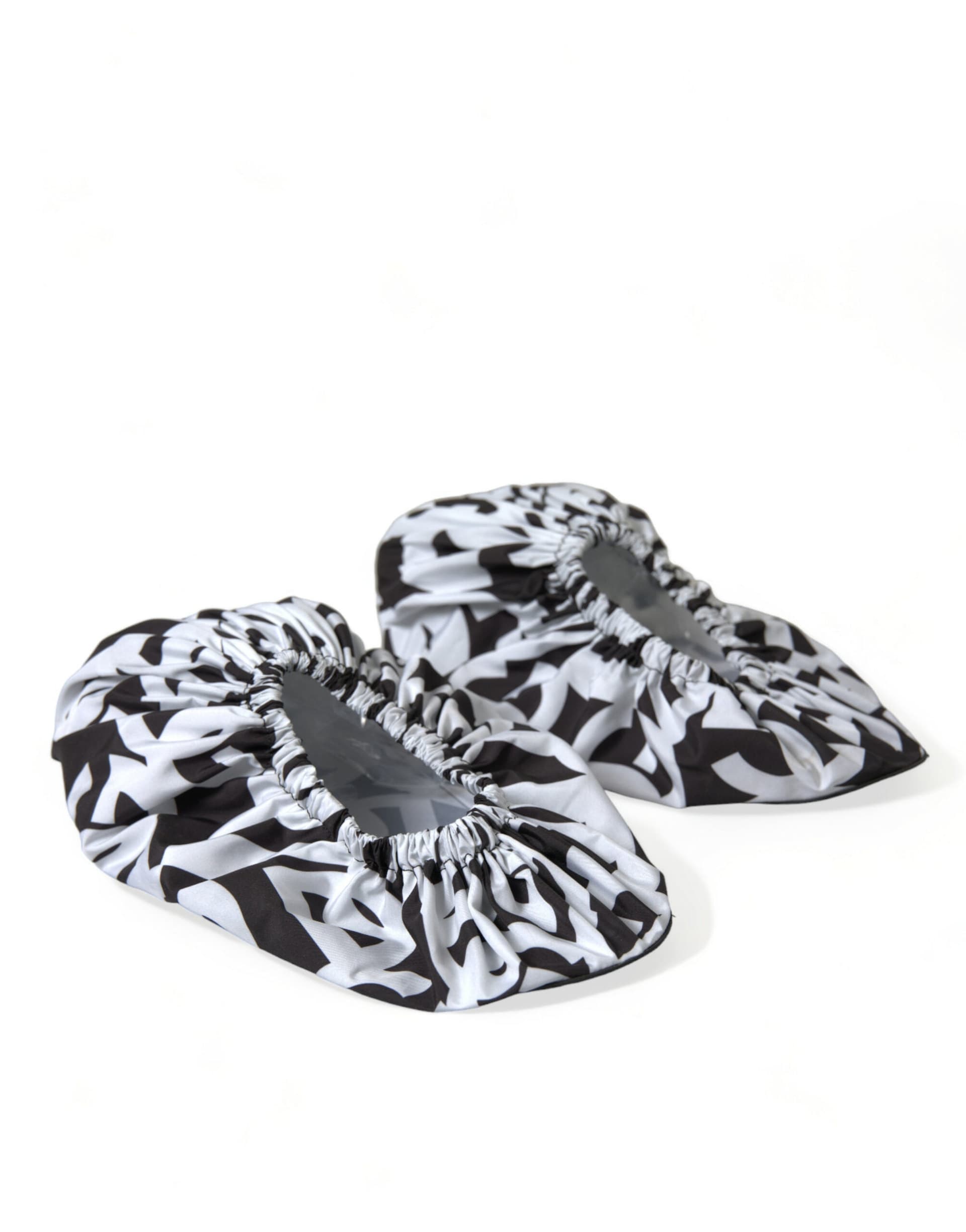 Dolce & Gabbana White Logo Print Nylon Slip On Flats Shoes - 3