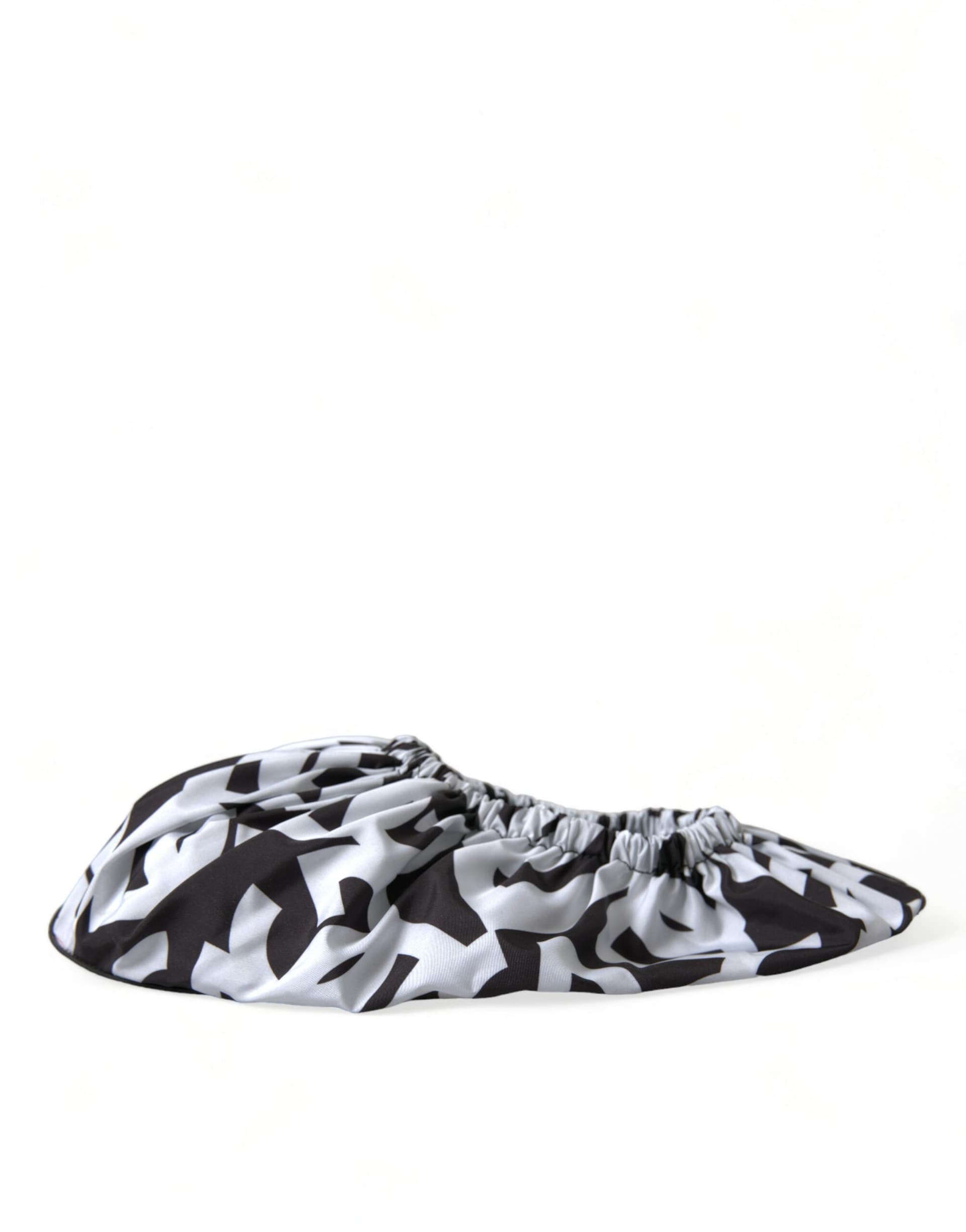 Dolce & Gabbana White Logo Print Nylon Slip On Flats Shoes - 4