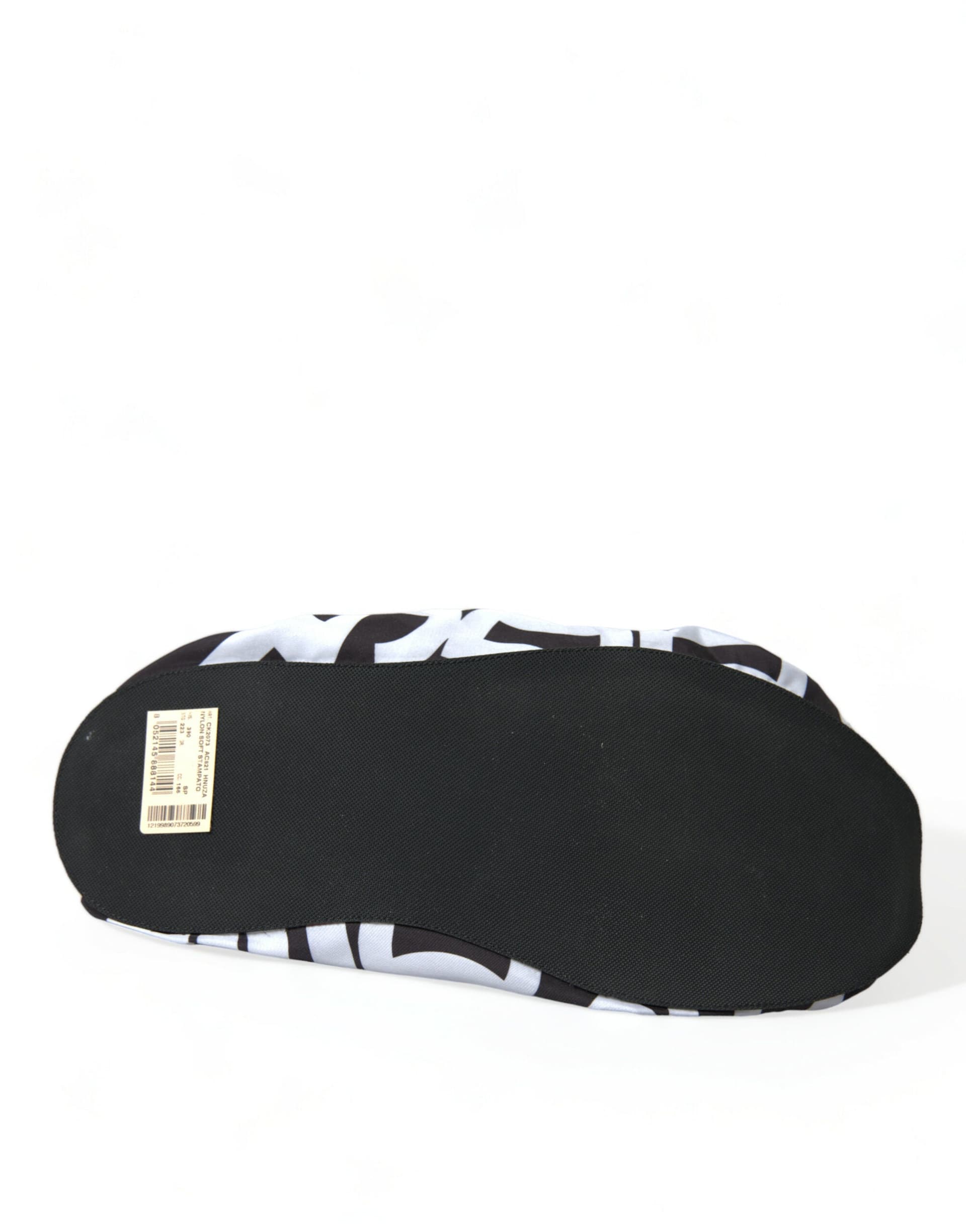 Dolce & Gabbana White Logo Print Nylon Slip On Flats Shoes - 5