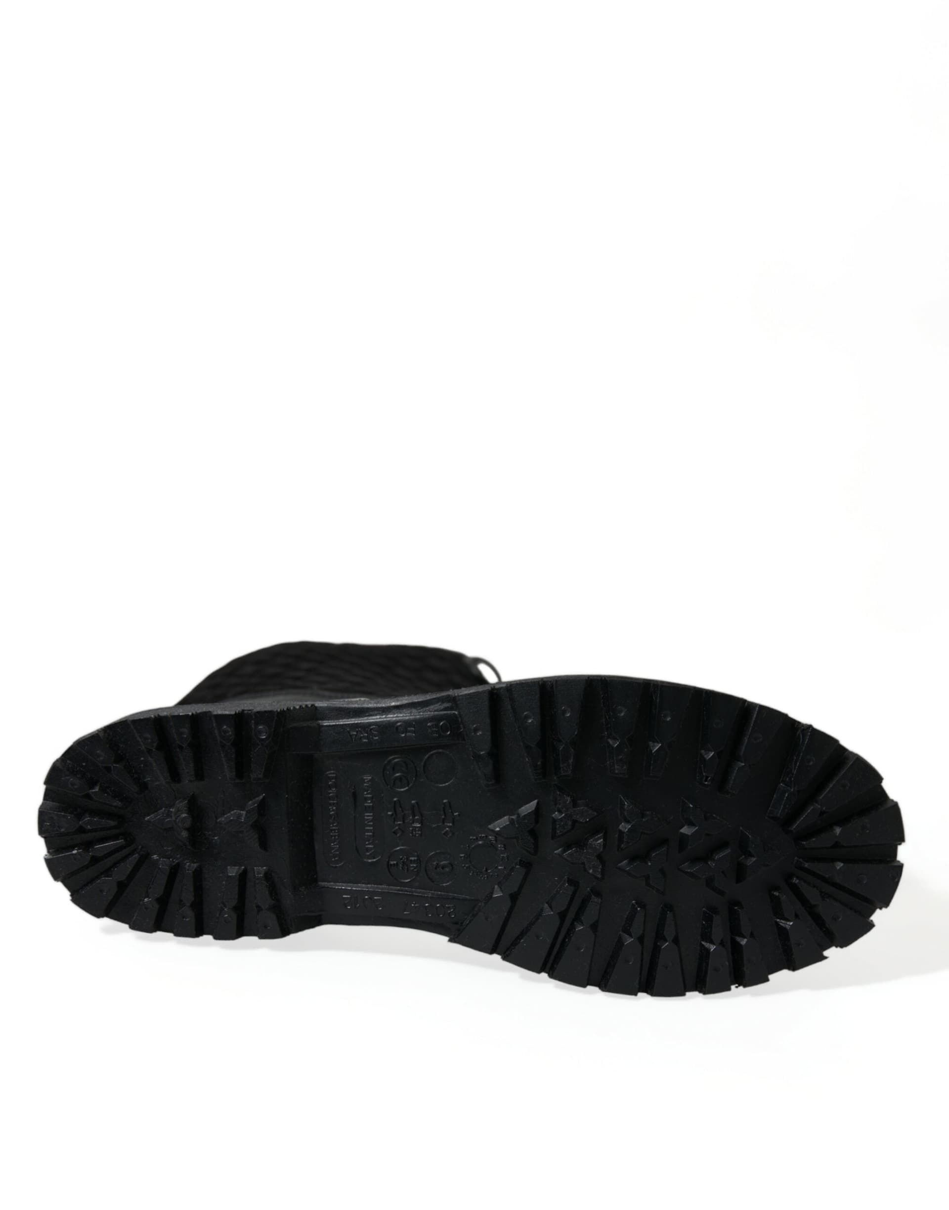 Dolce & Gabbana Black Chioggia Rubber Suede Rain Boots Shoes - 6