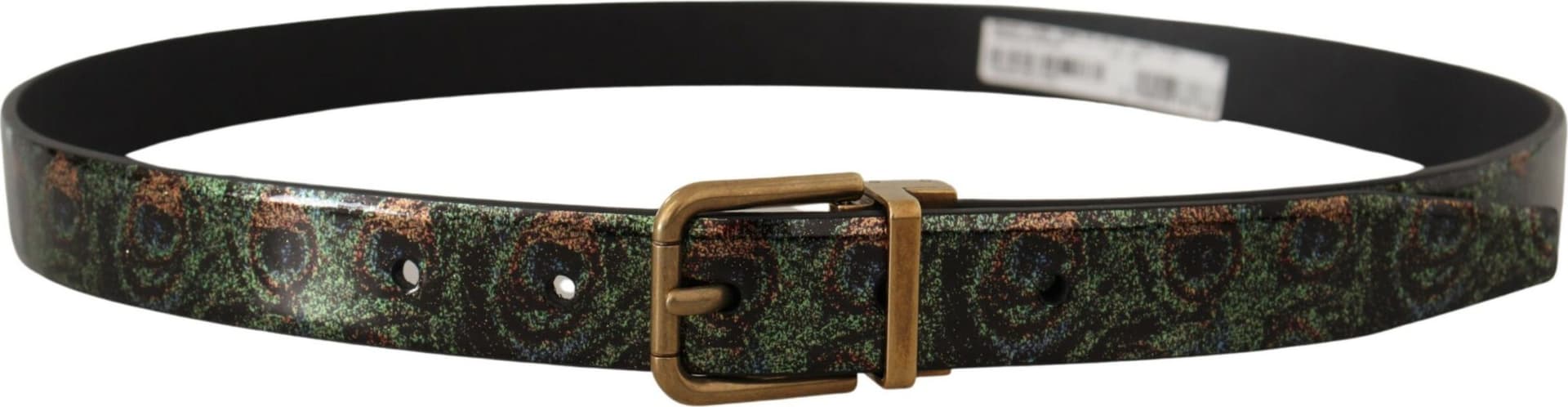 Dolce & Gabbana Multicolor Leather Vernice Pavone Bronze Metal Belt - 2