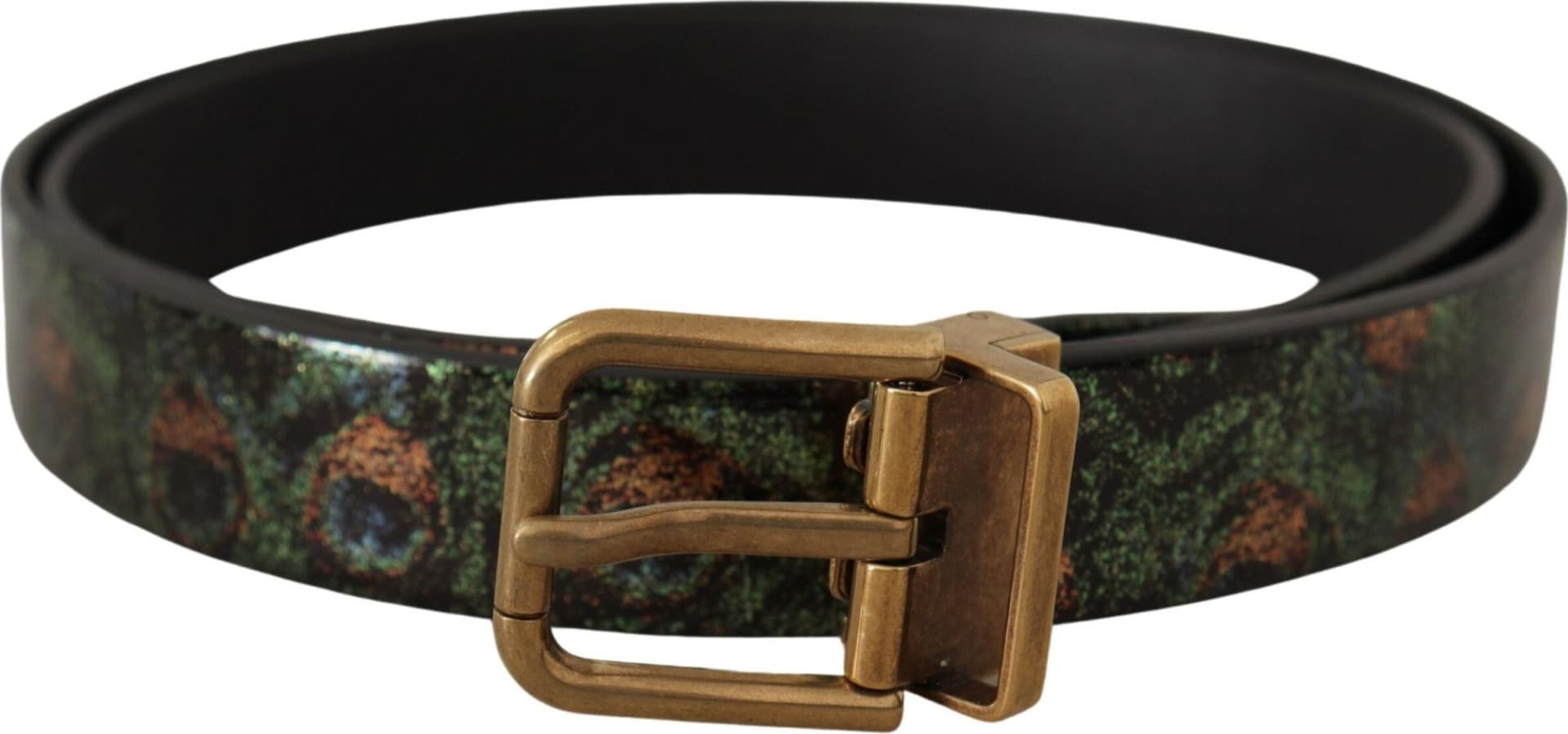 Dolce & Gabbana Multicolor Leather Vernice Pavone Bronze Metal Belt - 3