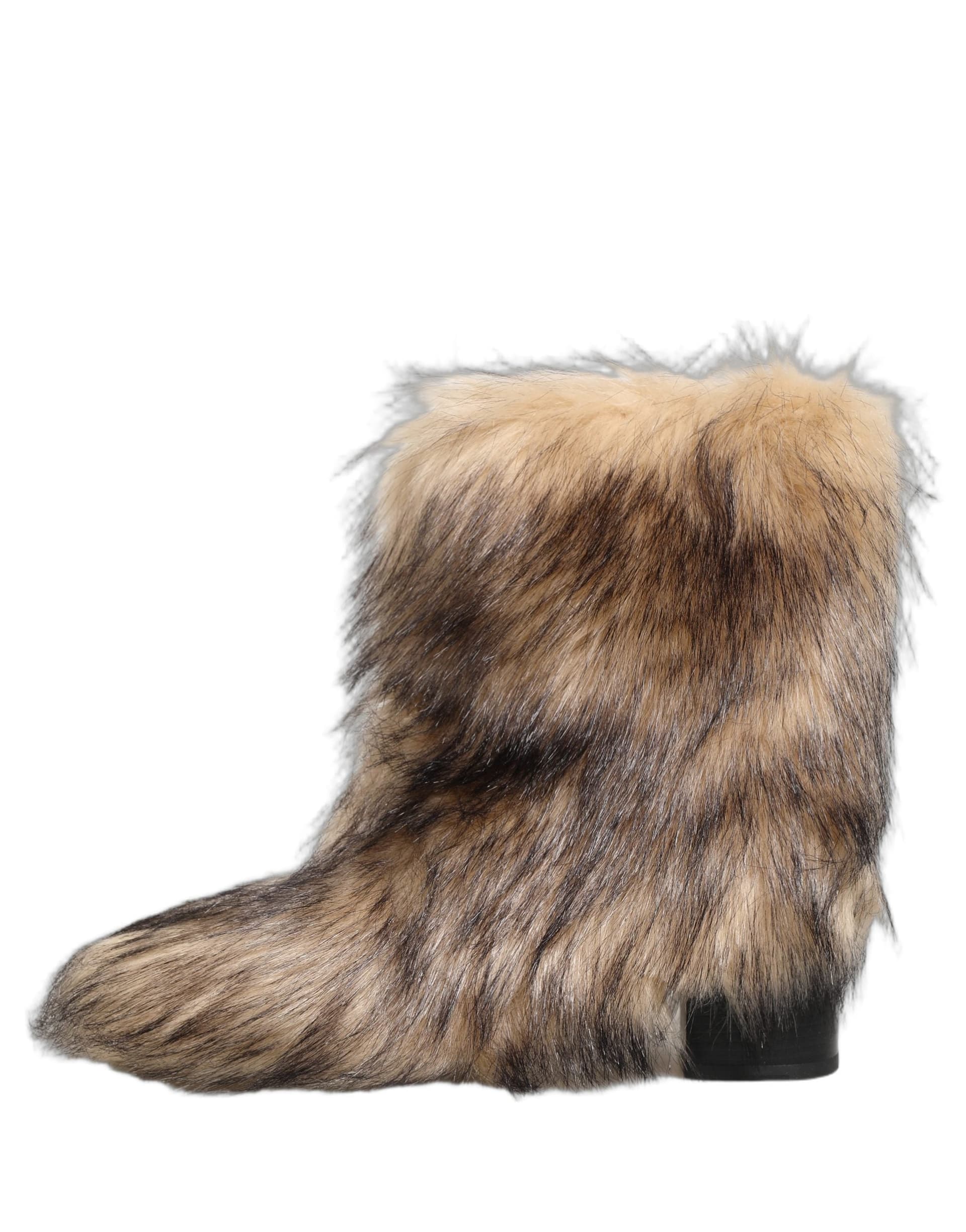 Dolce & Gabbana Brown Faux Fur Mid Calf Men Boots Shoes - 6