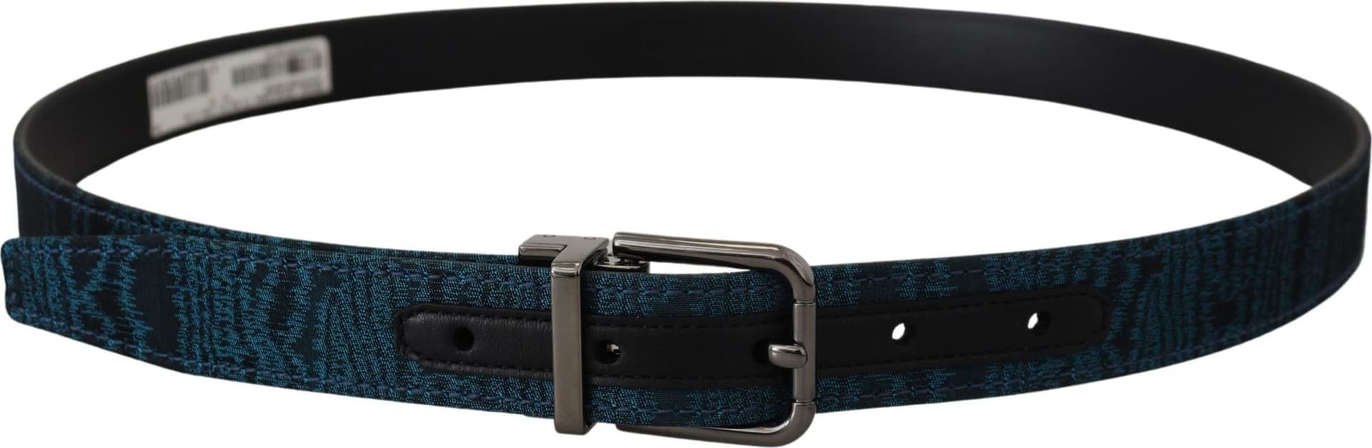 Dolce & Gabbana Blue Jacquard Moire Silver Metal Belt Men - 7