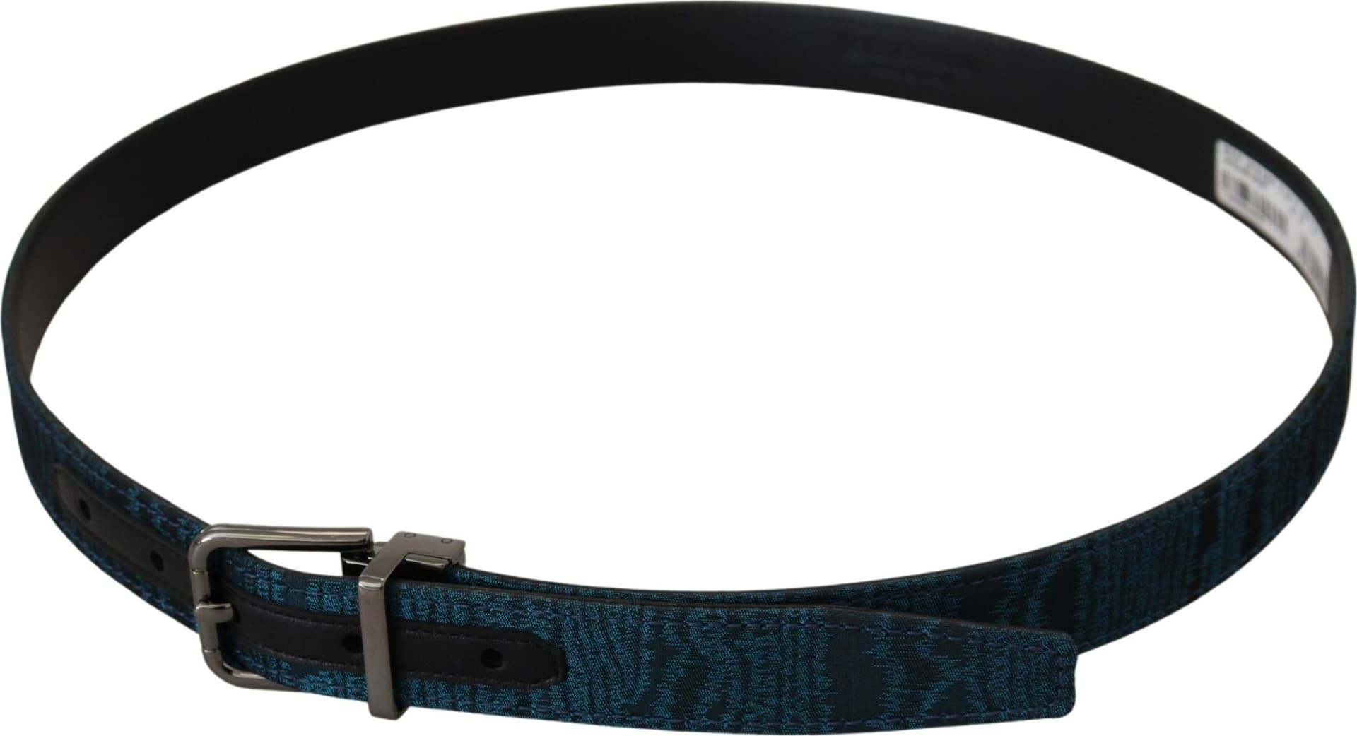 Dolce & Gabbana Blue Jacquard Moire Silver Metal Belt Men - 8