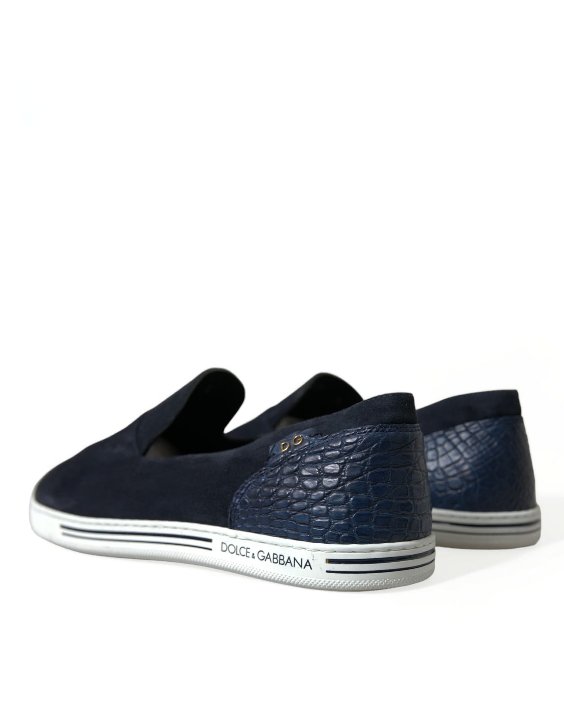 Dolce & Gabbana Blue Suede Caiman Loafers Saint Tropez Shoes - 3