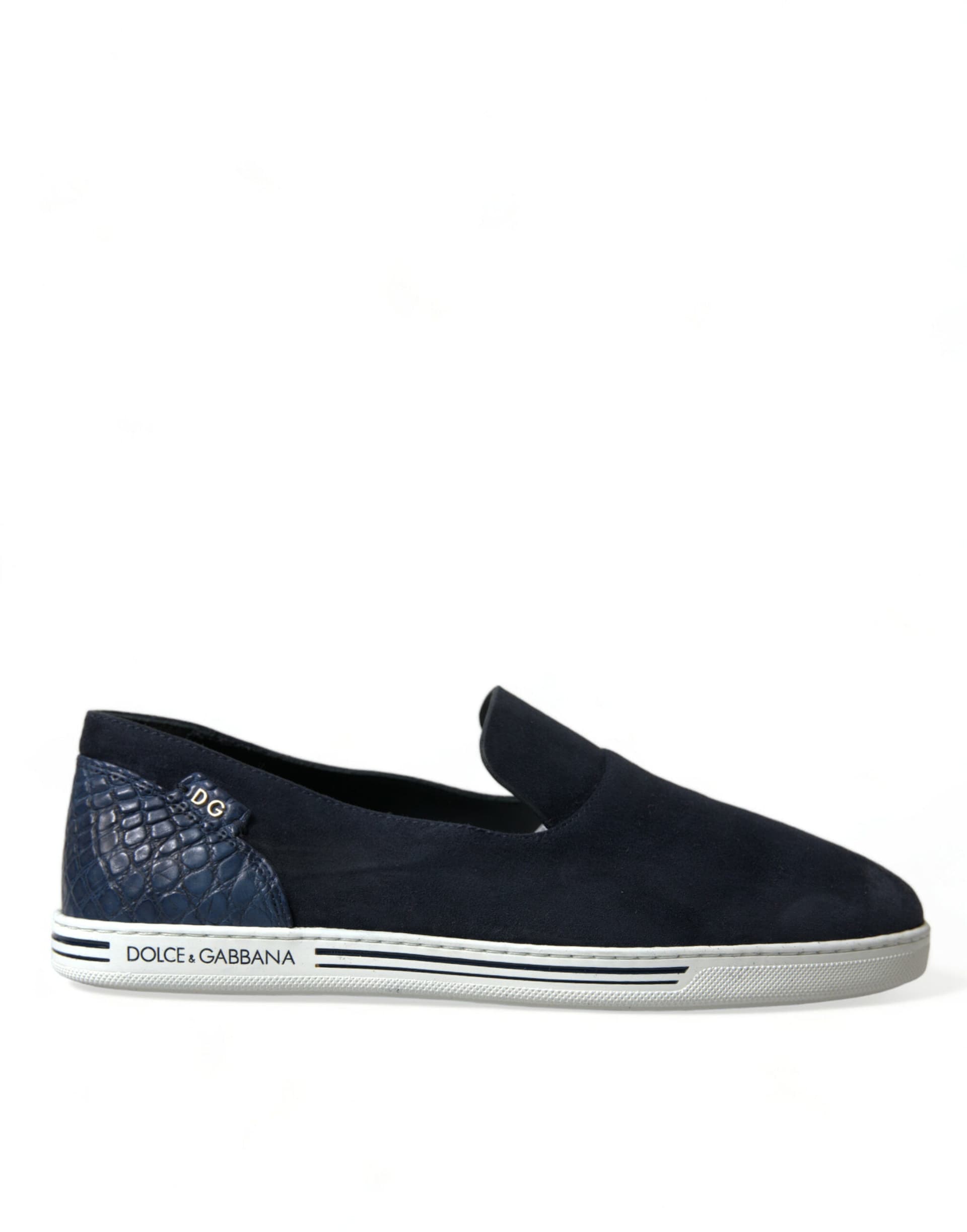 Dolce & Gabbana Blue Suede Caiman Loafers Saint Tropez Shoes - 5