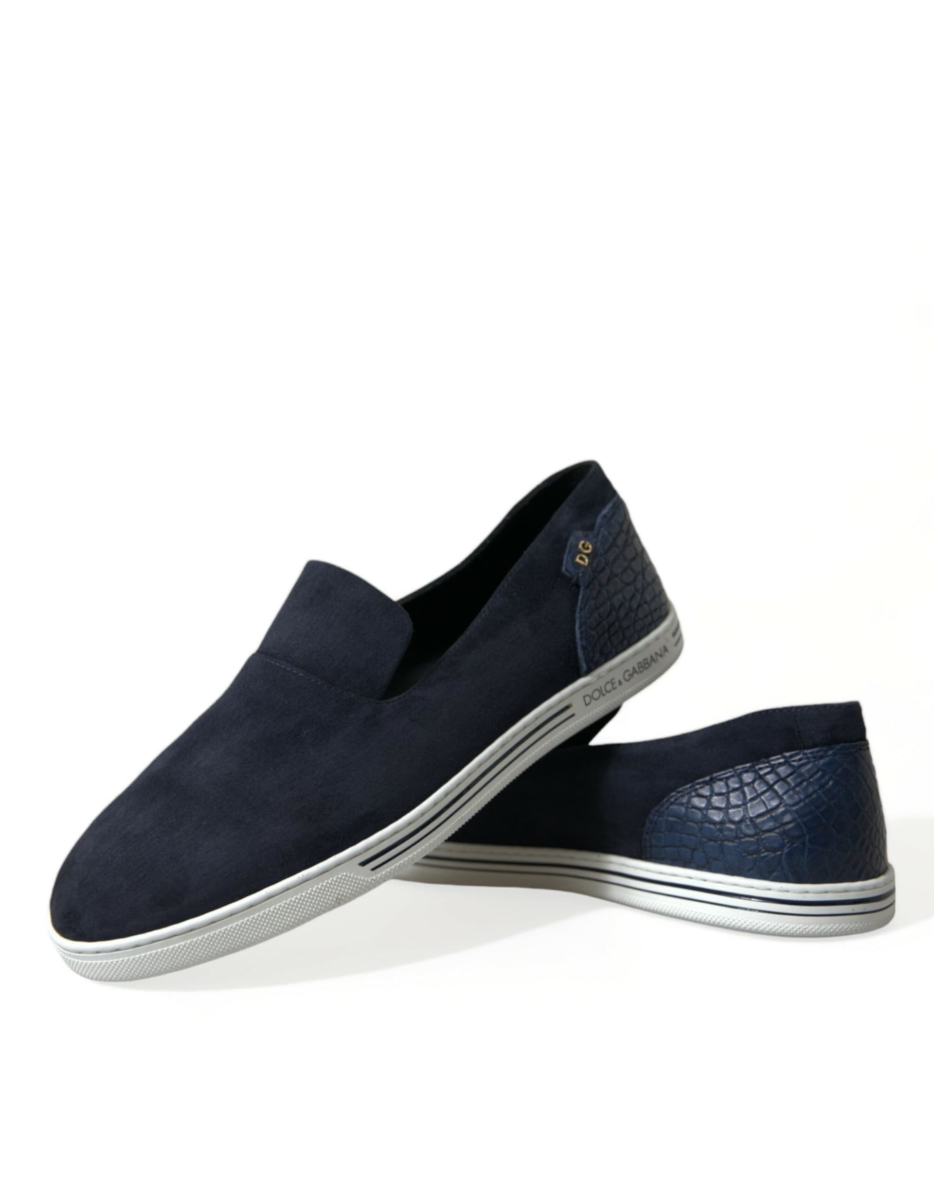 Dolce & Gabbana Blue Suede Caiman Loafers Saint Tropez Shoes - 7