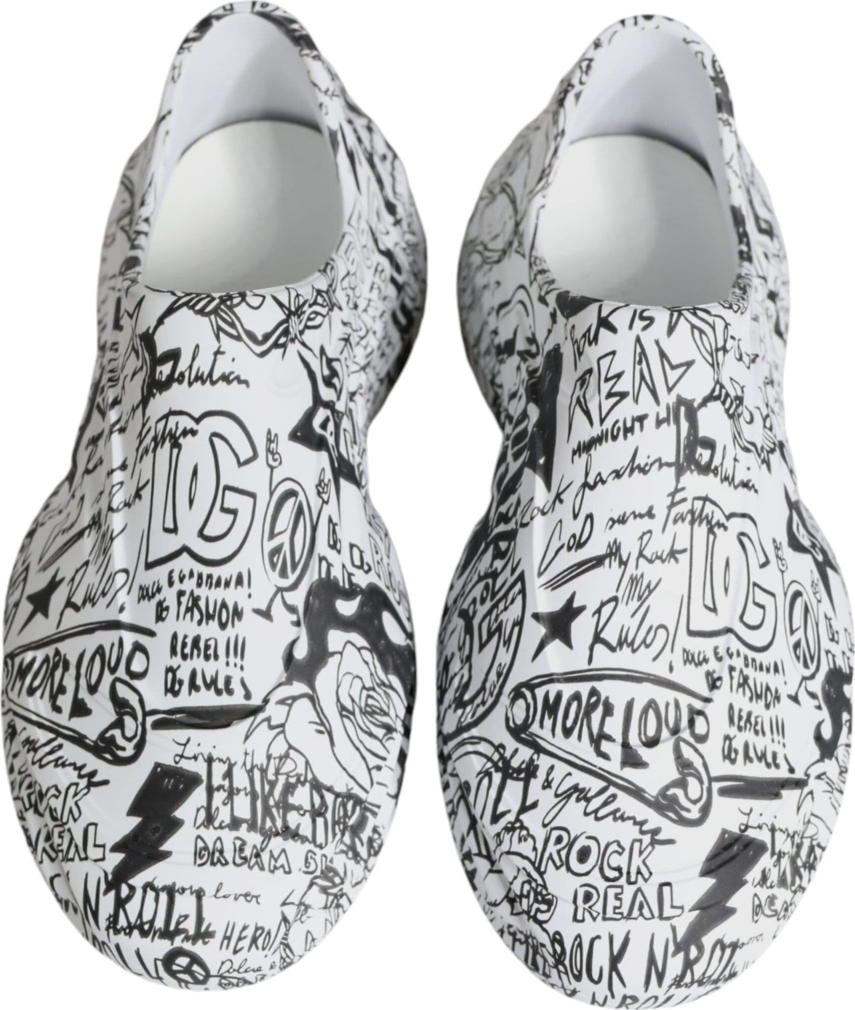 Dolce & Gabbana White Black Graffiti Daymaster Sneakers Shoes - 2