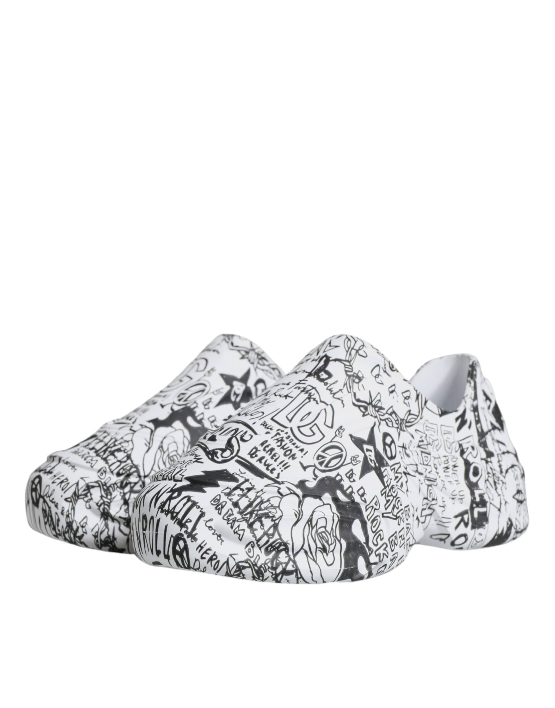 Dolce & Gabbana White Black Graffiti Daymaster Sneakers Shoes - 3