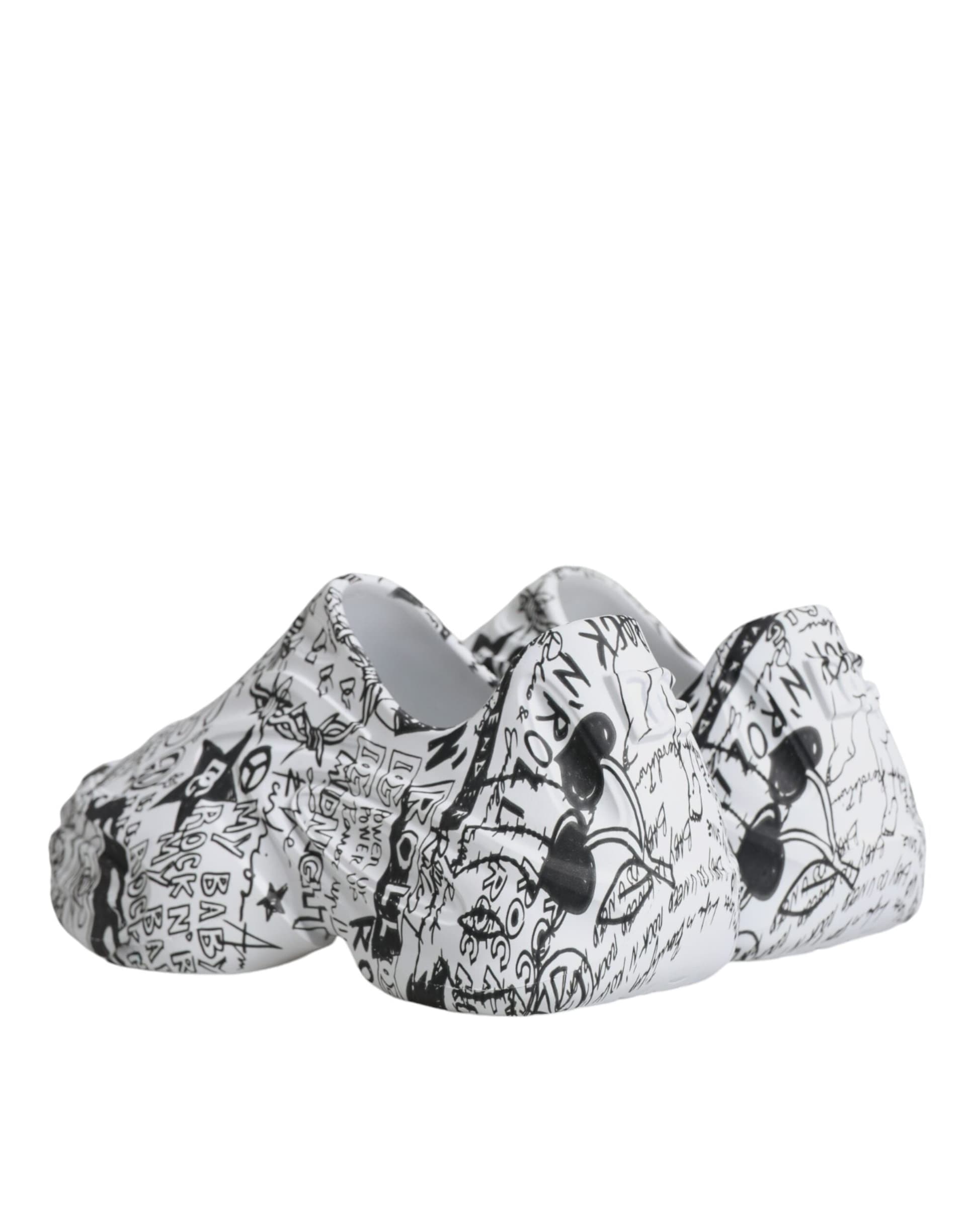 Dolce & Gabbana White Black Graffiti Daymaster Sneakers Shoes - 4