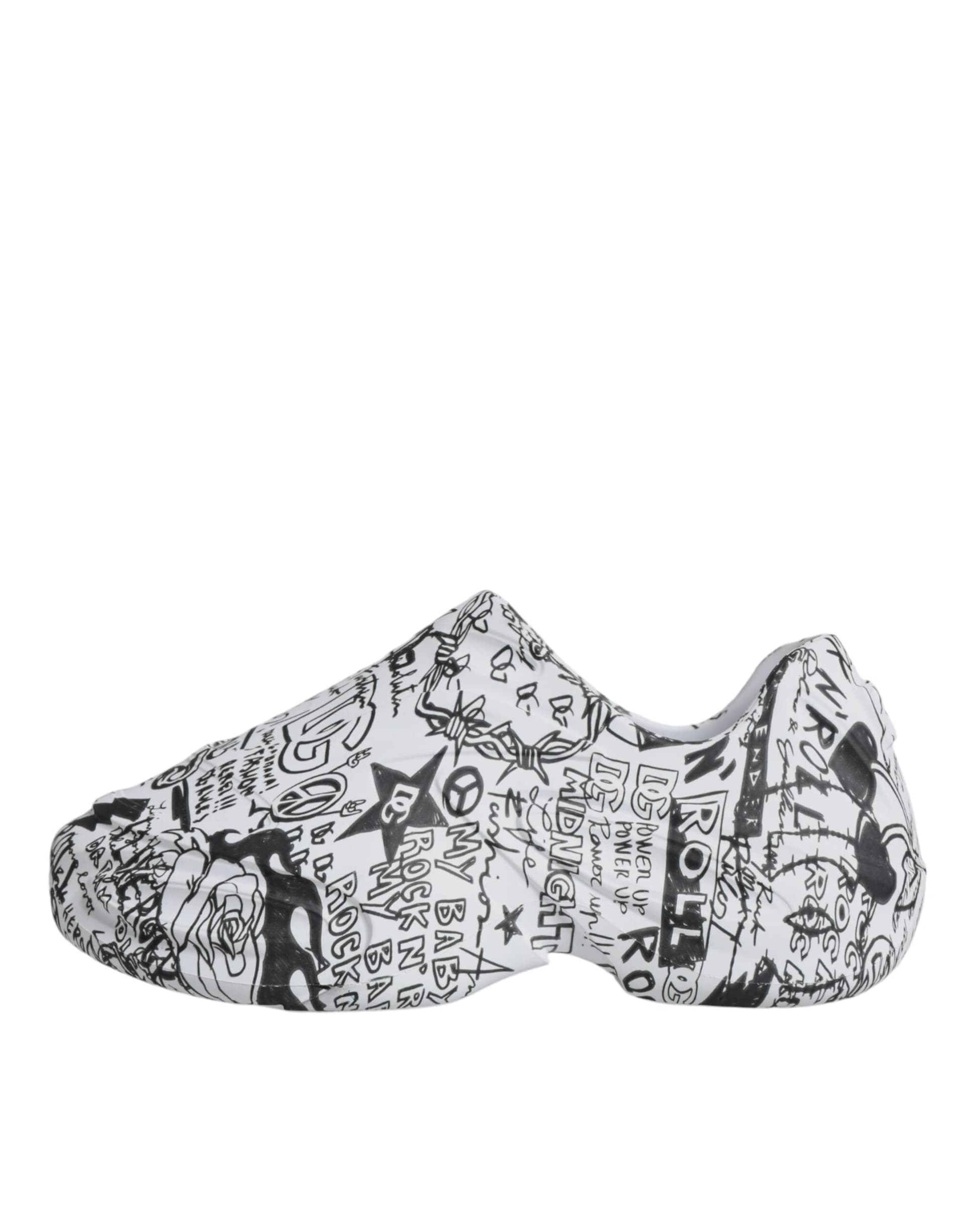 Dolce & Gabbana White Black Graffiti Daymaster Sneakers Shoes - 5