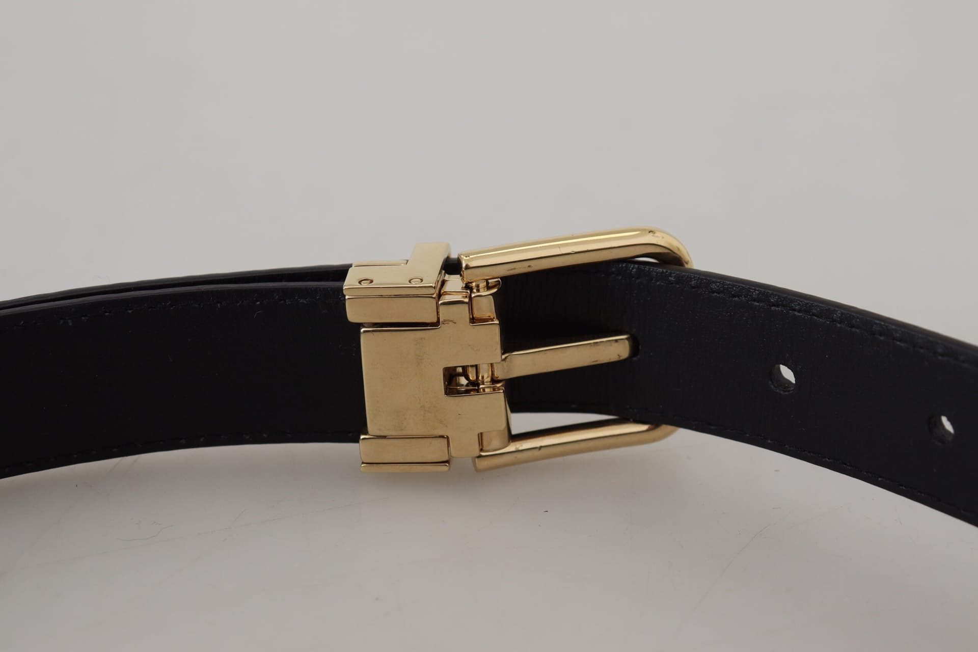 Dolce & Gabbana Blue Exotic Leather Gold Metal Buckle Belt - 6