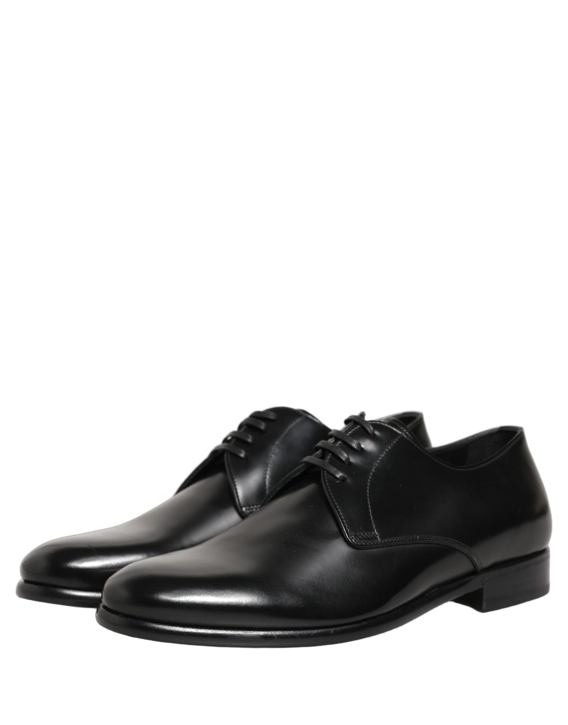 Dolce & Gabbana Black Leather Lace Up Derby Dress Shoes - 2