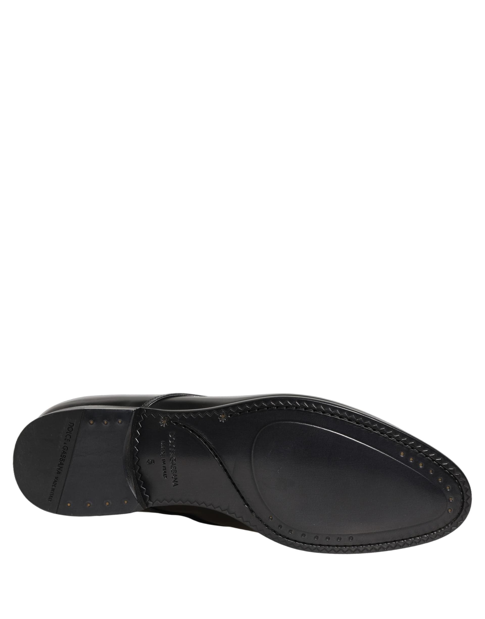 Dolce & Gabbana Black Leather Lace Up Derby Dress Shoes - 5