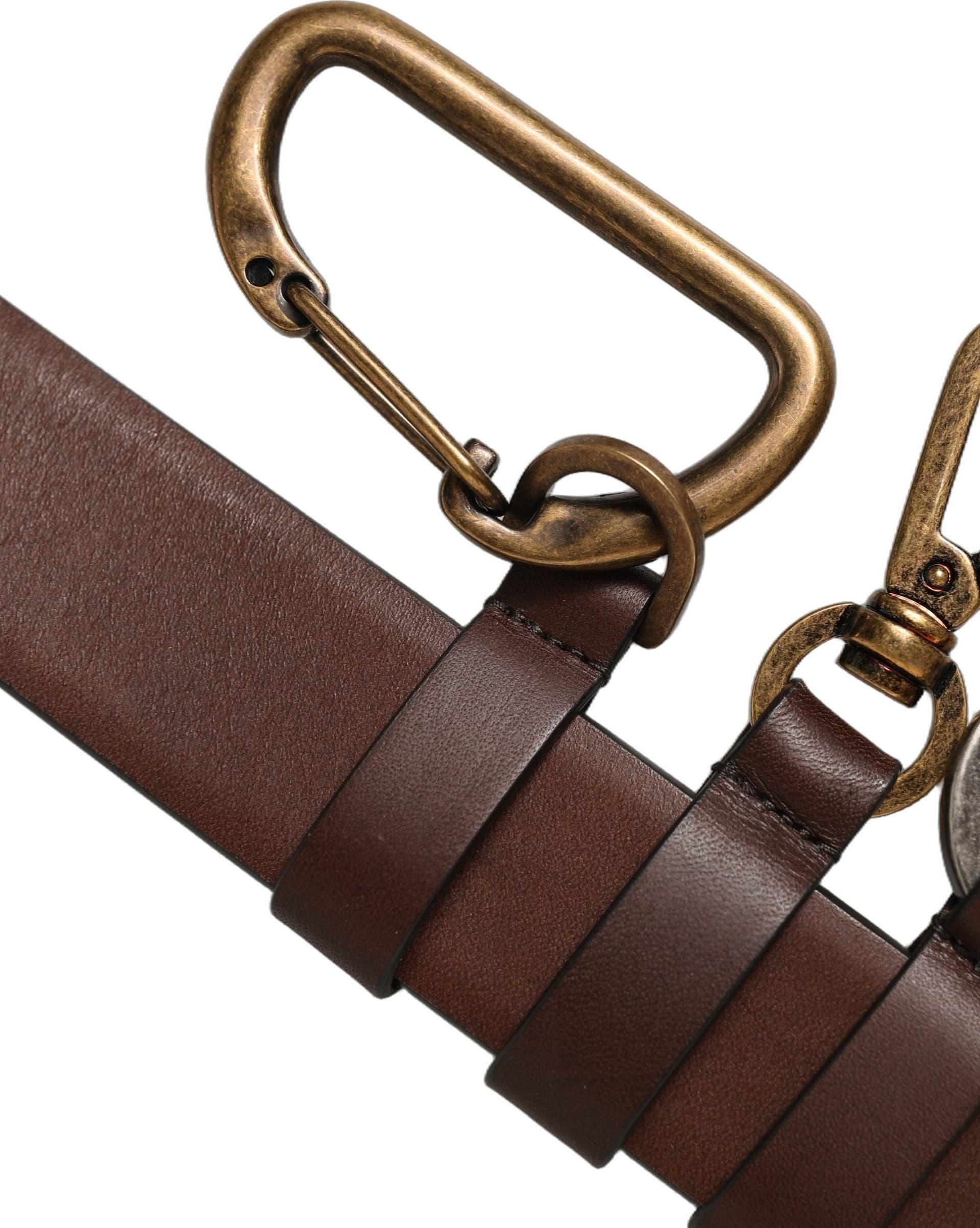 Dolce & Gabbana Men Brown Leather Gold Buckle Carabine Belt - 6