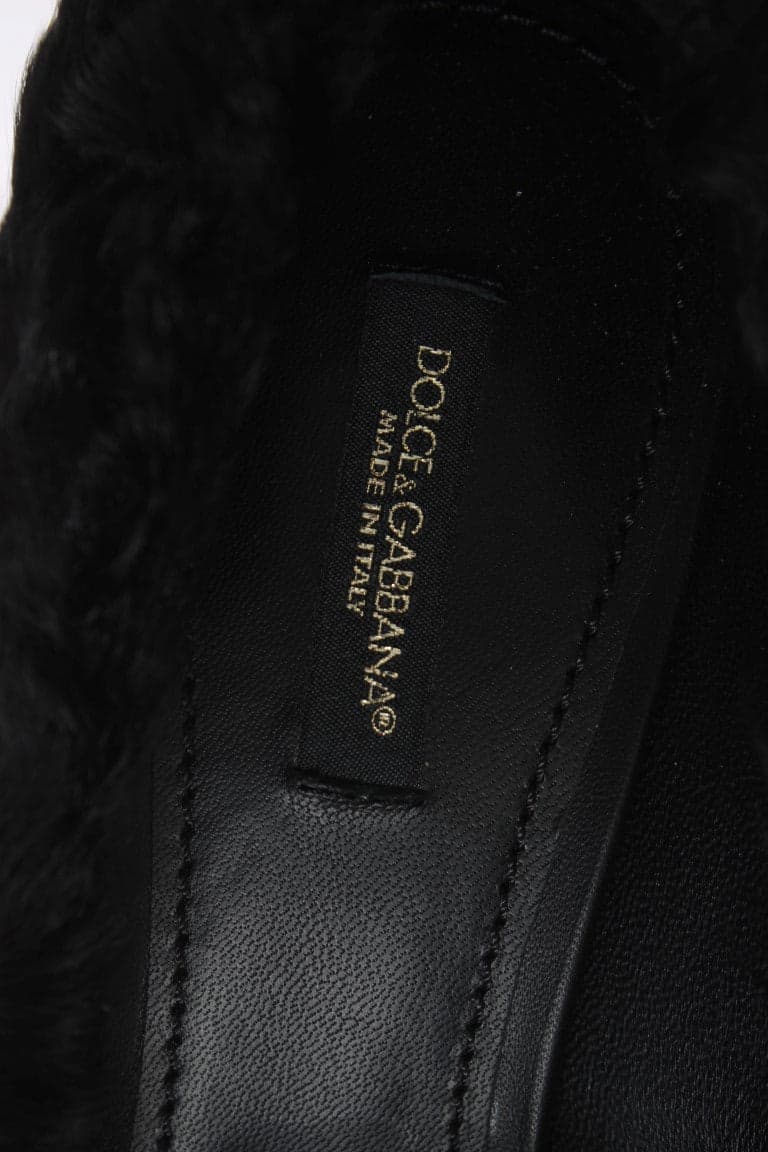 Dolce & Gabbana Black Xiangao Lamb Fur Leather Pumps - 5