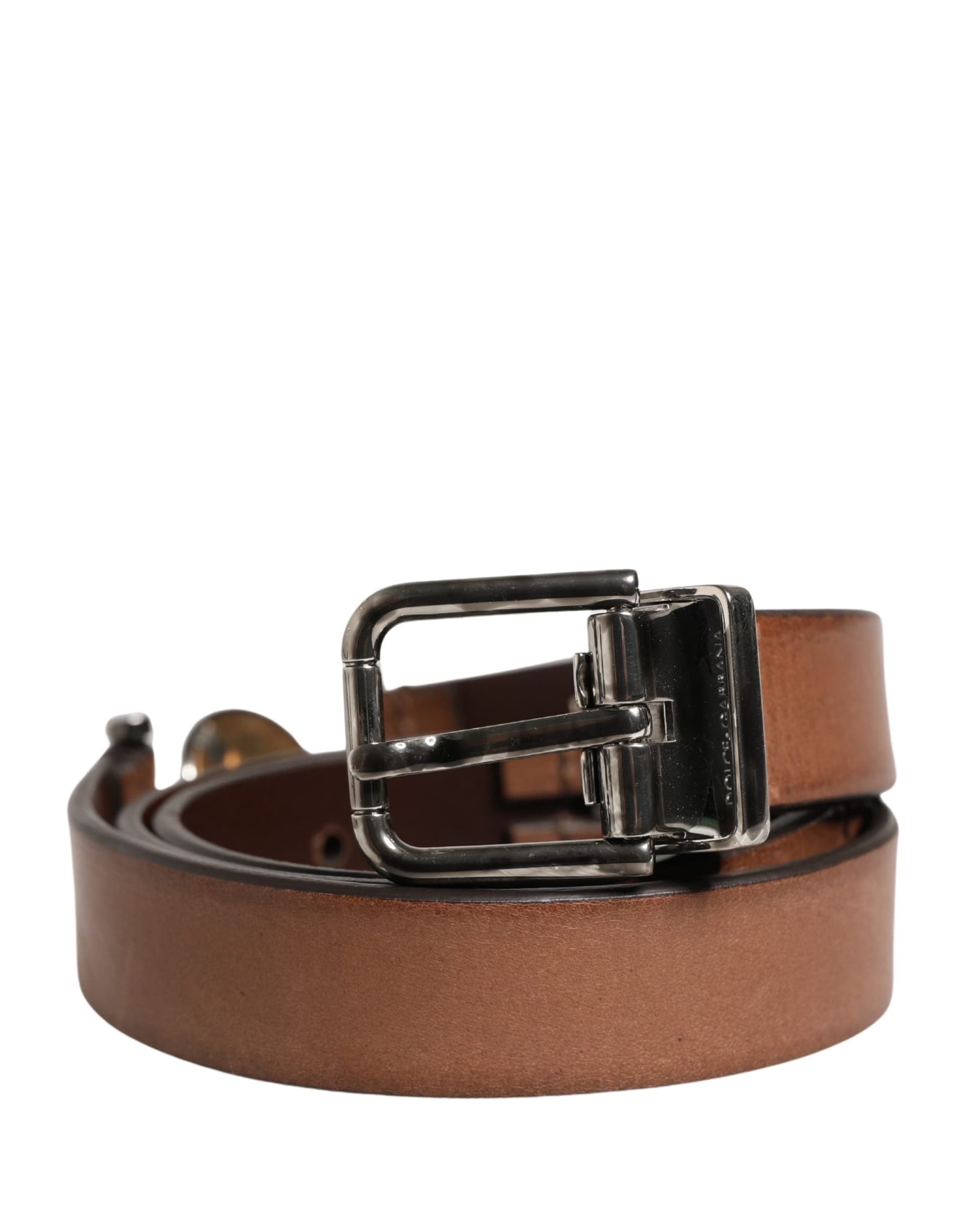 Dolce & Gabbana Men Brown Classic Leather Metal Buckle Belt - 2