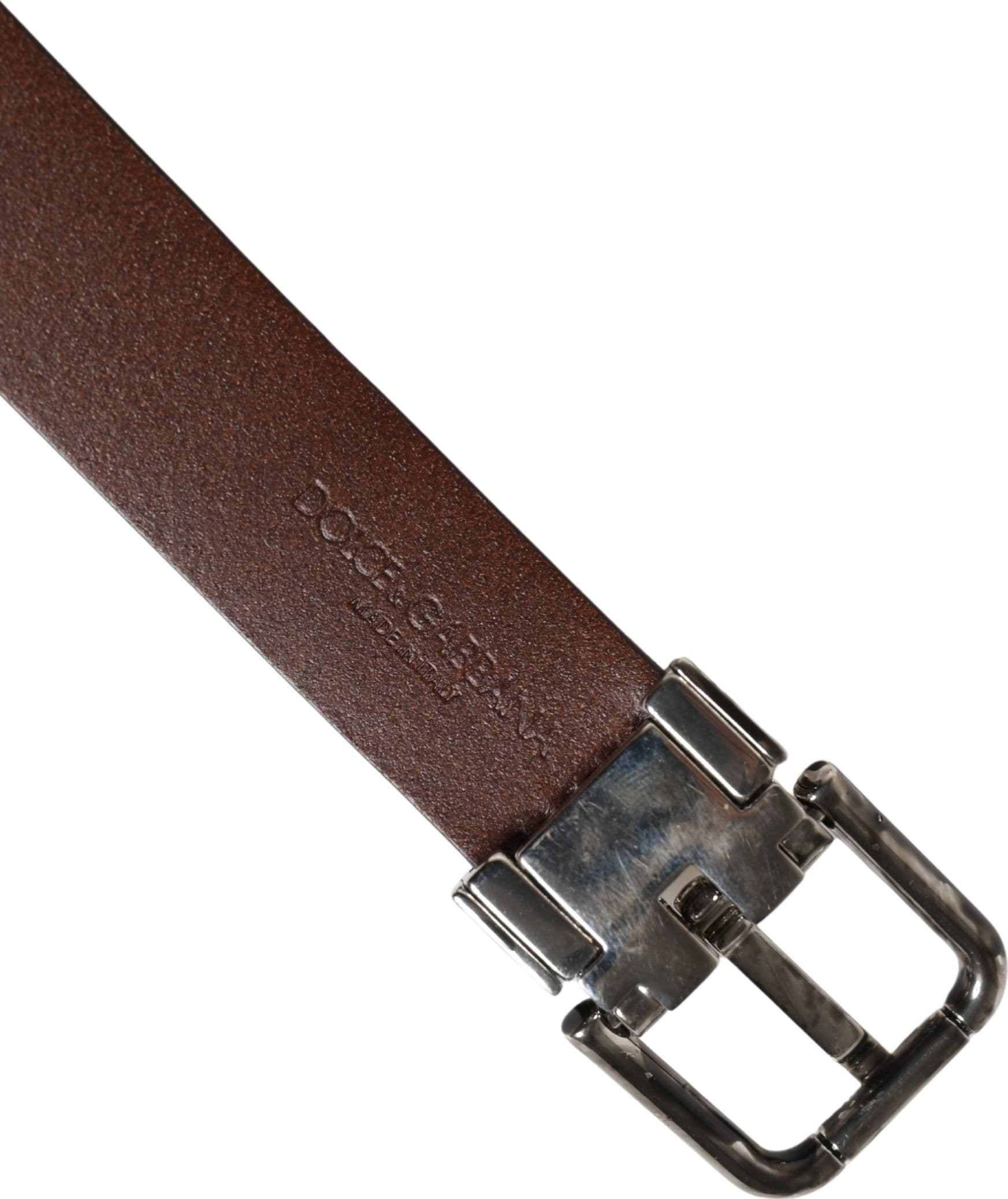 Dolce & Gabbana Men Brown Classic Leather Metal Buckle Belt - 8