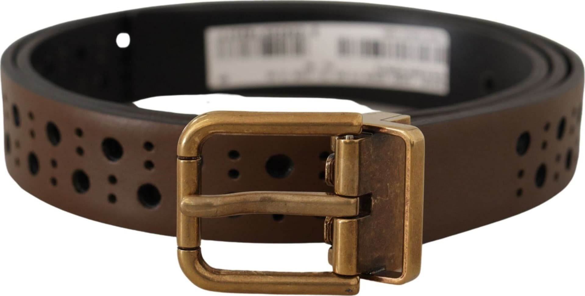 Dolce & Gabbana Brown Leather Perforated Crown Belt - 2