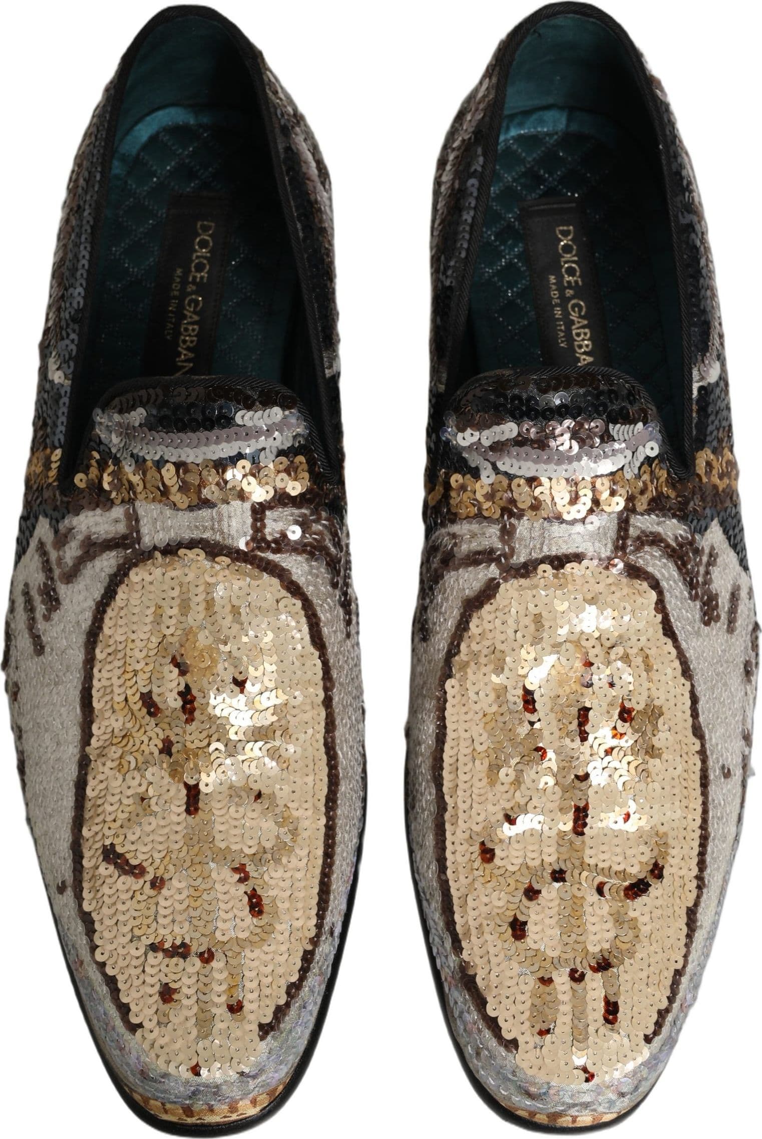 Dolce & Gabbana Multicolor Embroidered Sequin Loafers Shoes - 3