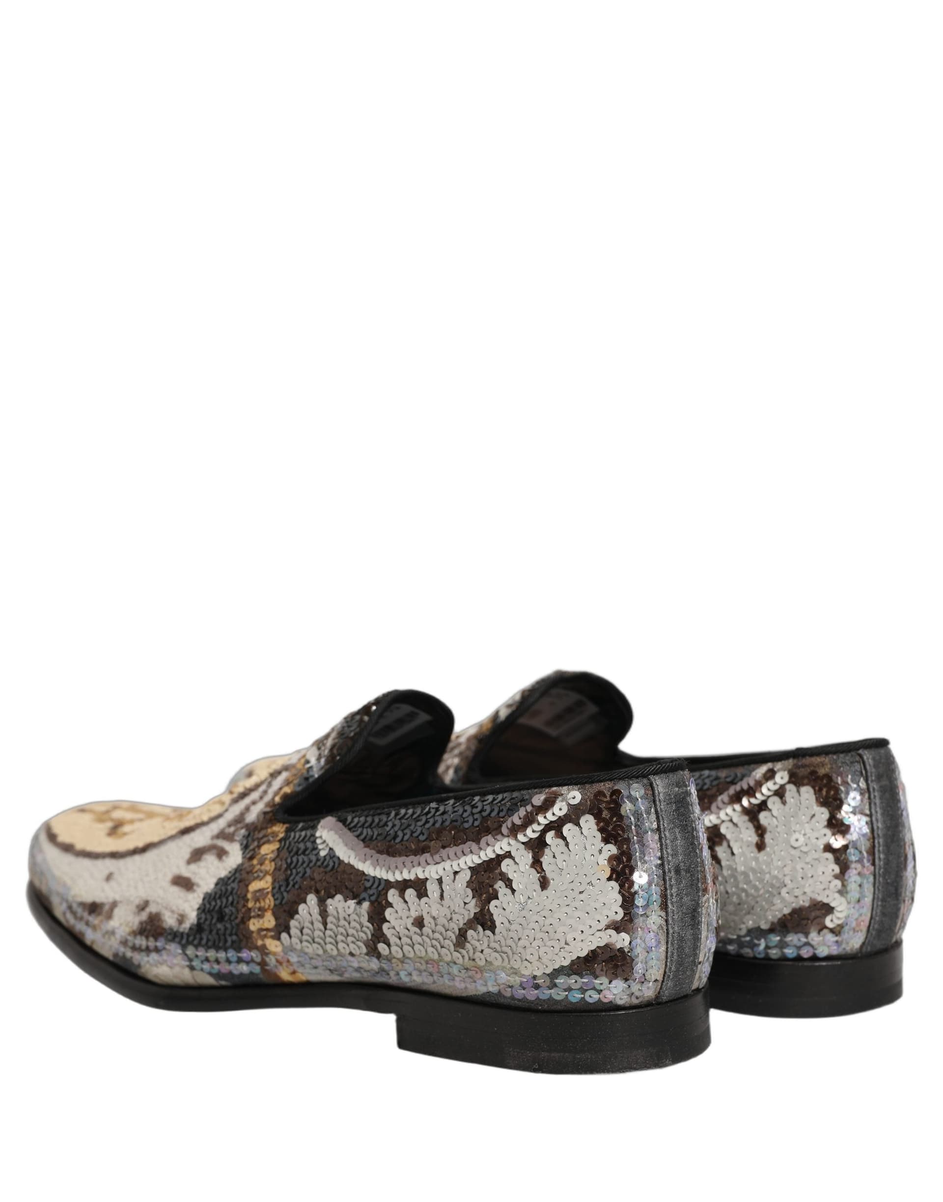 Dolce & Gabbana Multicolor Embroidered Sequin Loafers Shoes - 5