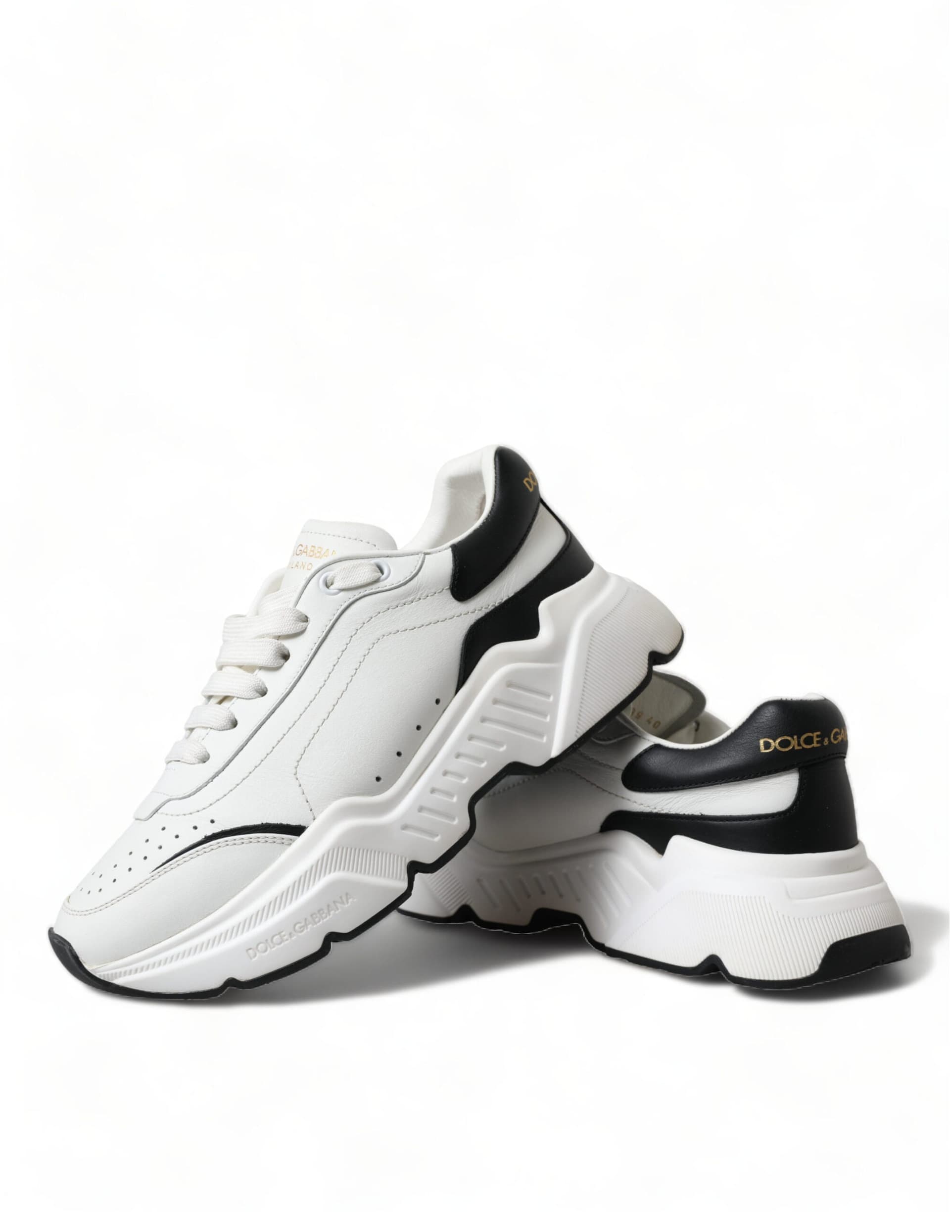 Dolce & Gabbana White Black Low Top Daymaster Sneakers Shoes - 7