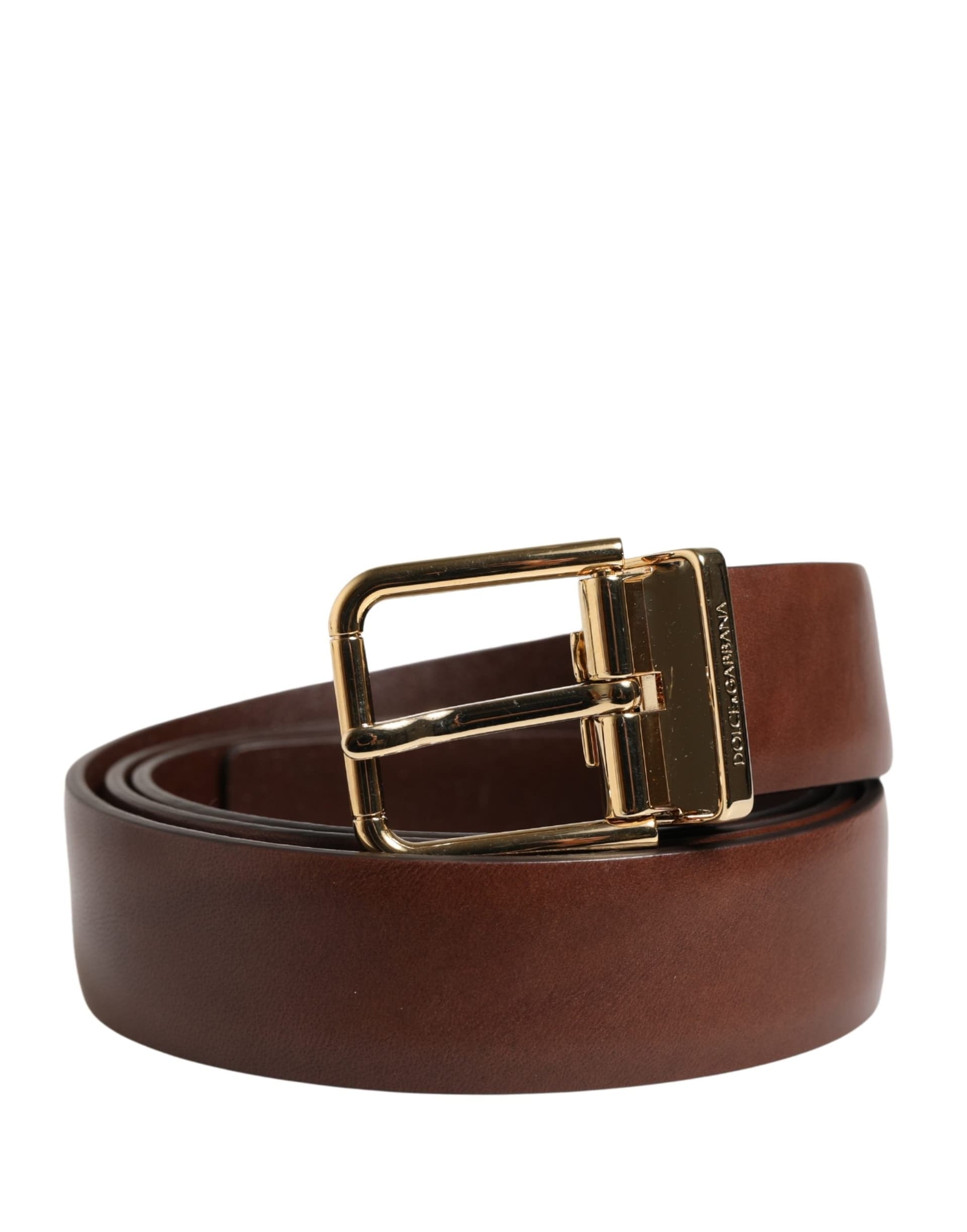 Dolce & Gabbana Men Brown Classic Leather Metal Buckle Belt - 2