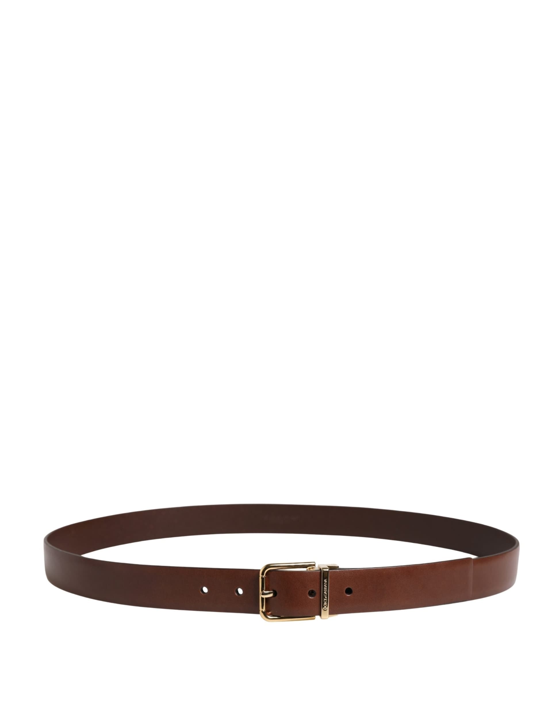 Dolce & Gabbana Men Brown Classic Leather Metal Buckle Belt - 3