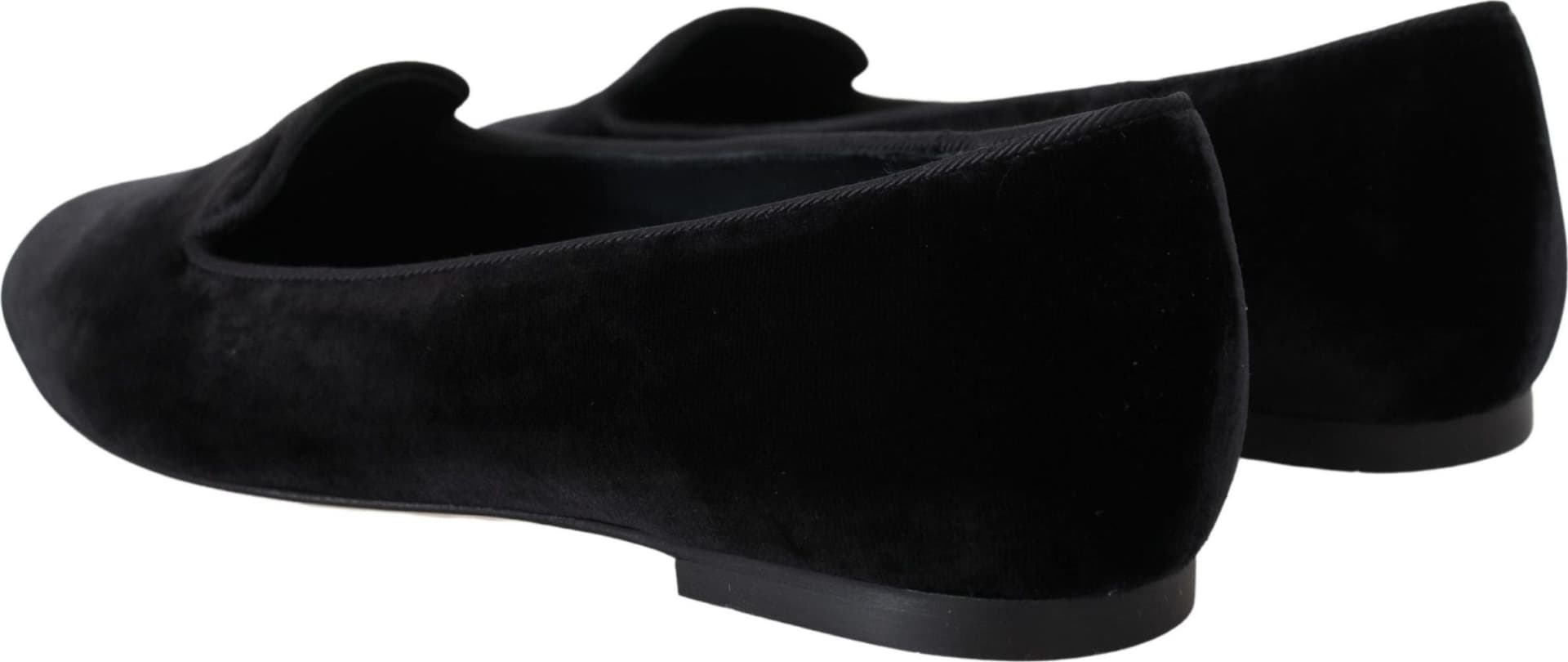 Dolce & Gabbana Black Velvet Slip Ons Loafers Flats Shoes - 7