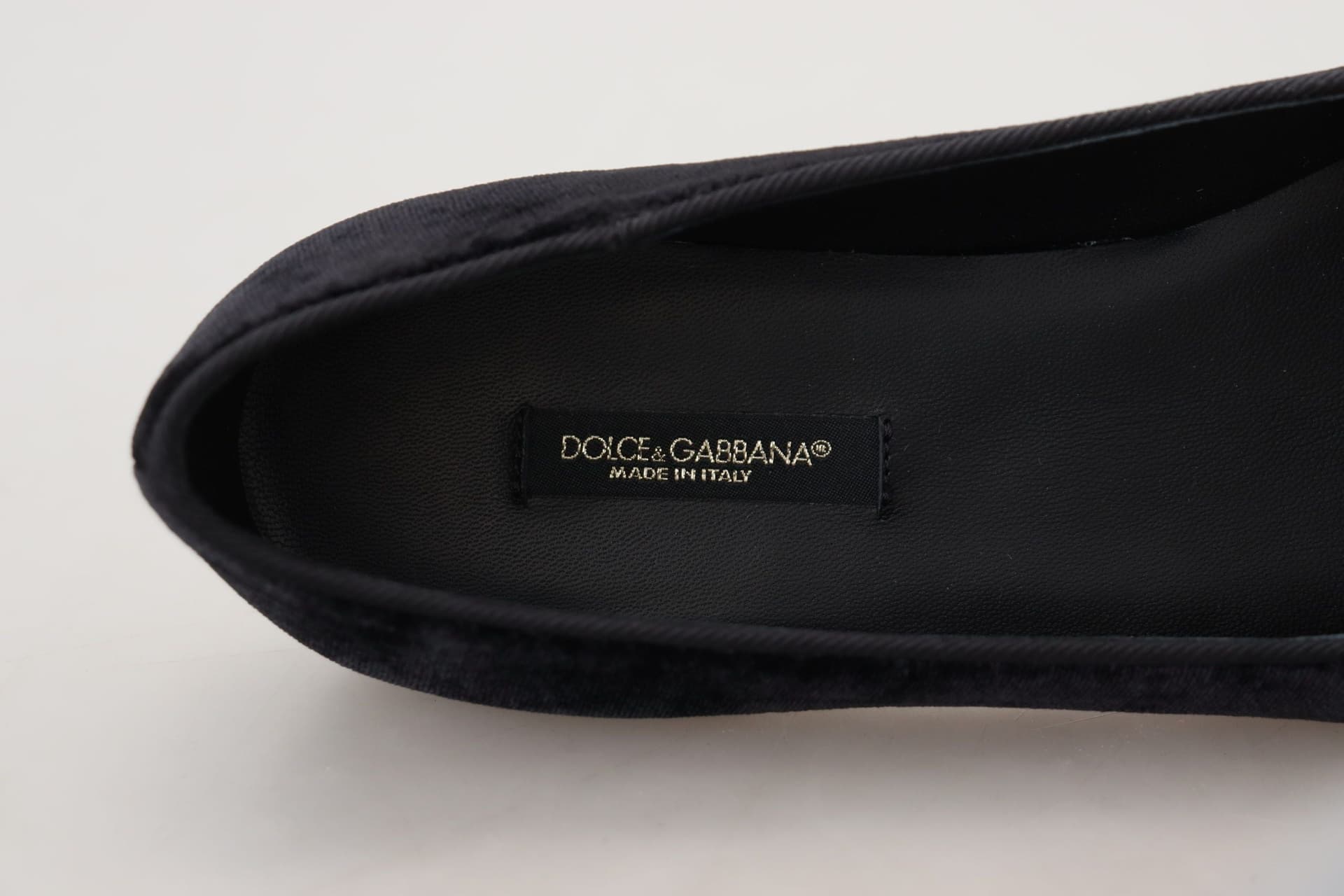 Dolce & Gabbana Black Velvet Slip Ons Loafers Flats Shoes - 8