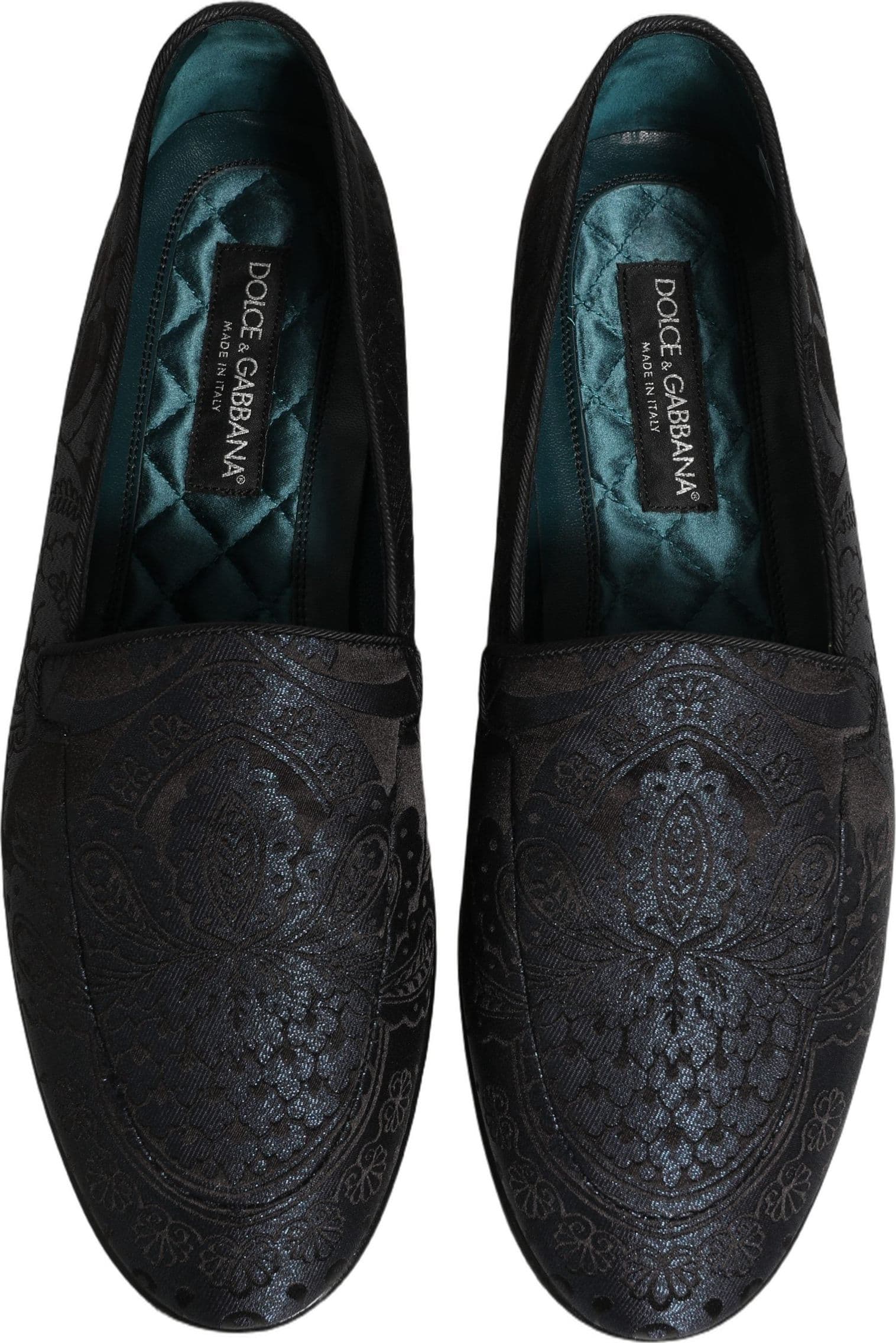 Dolce & Gabbana Blue Jacquard Leather Slip On Loafers Shoes - 3