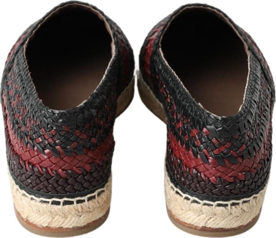 Dolce & Gabbana Black Bordeaux Buffalo Leather Espadrille Shoes - 2